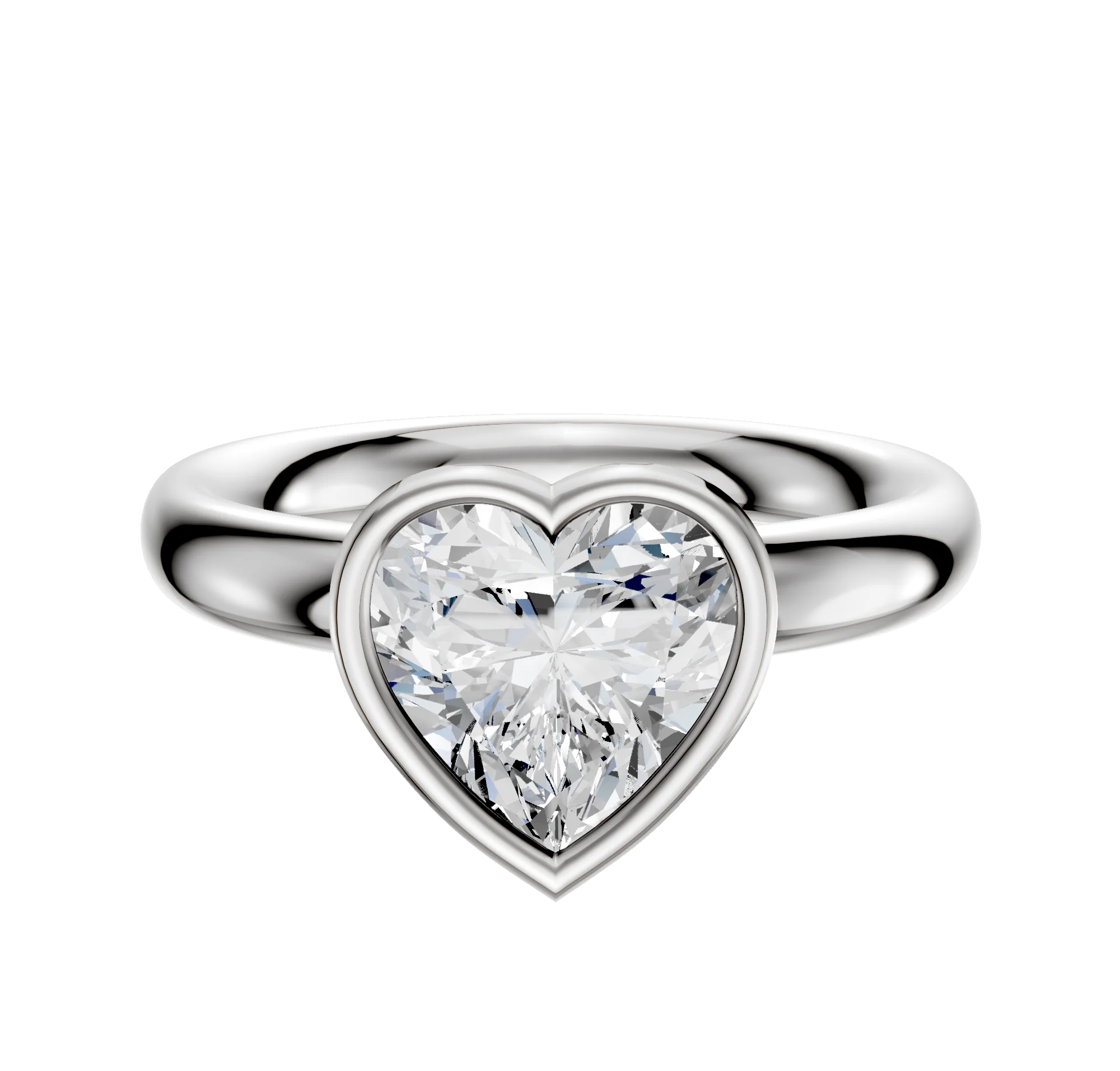 14K White Gold Bezel Full Bezel North/South Classic Dome 3.0mm Engagement Ring