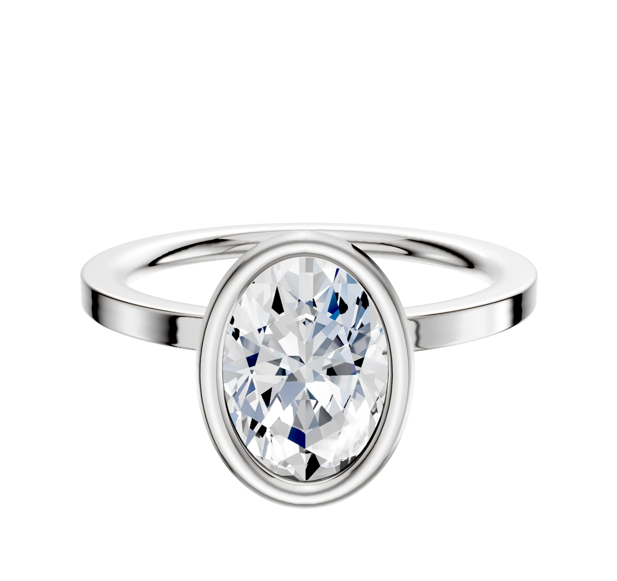 14K White Gold Bezel Full Bezel North/South Classic Flat 1.5mm Engagement Ring