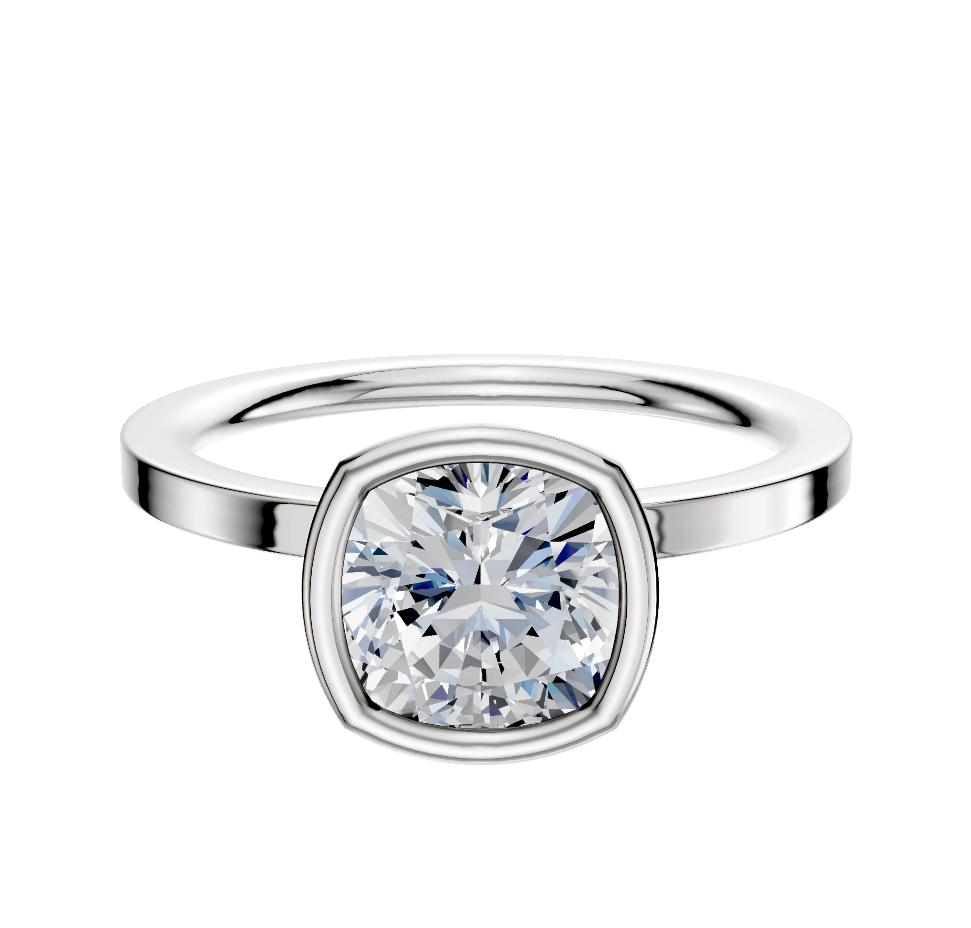 14K White Gold Bezel Full Bezel North/South Classic Flat 1.5mm Engagement Ring