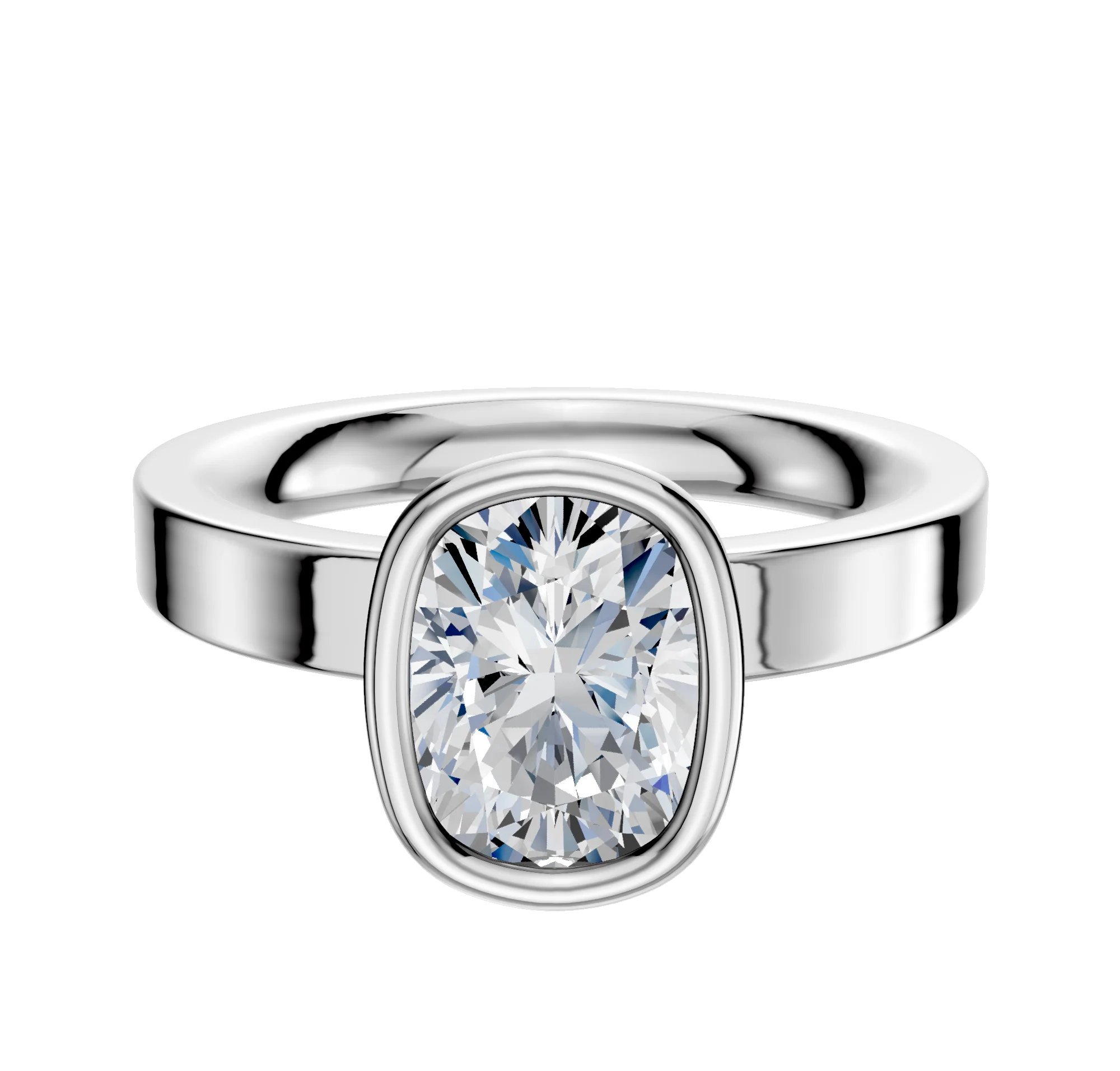 14K White Gold Bezel Full Bezel North/South Classic Flat 3.0mm Engagement Ring