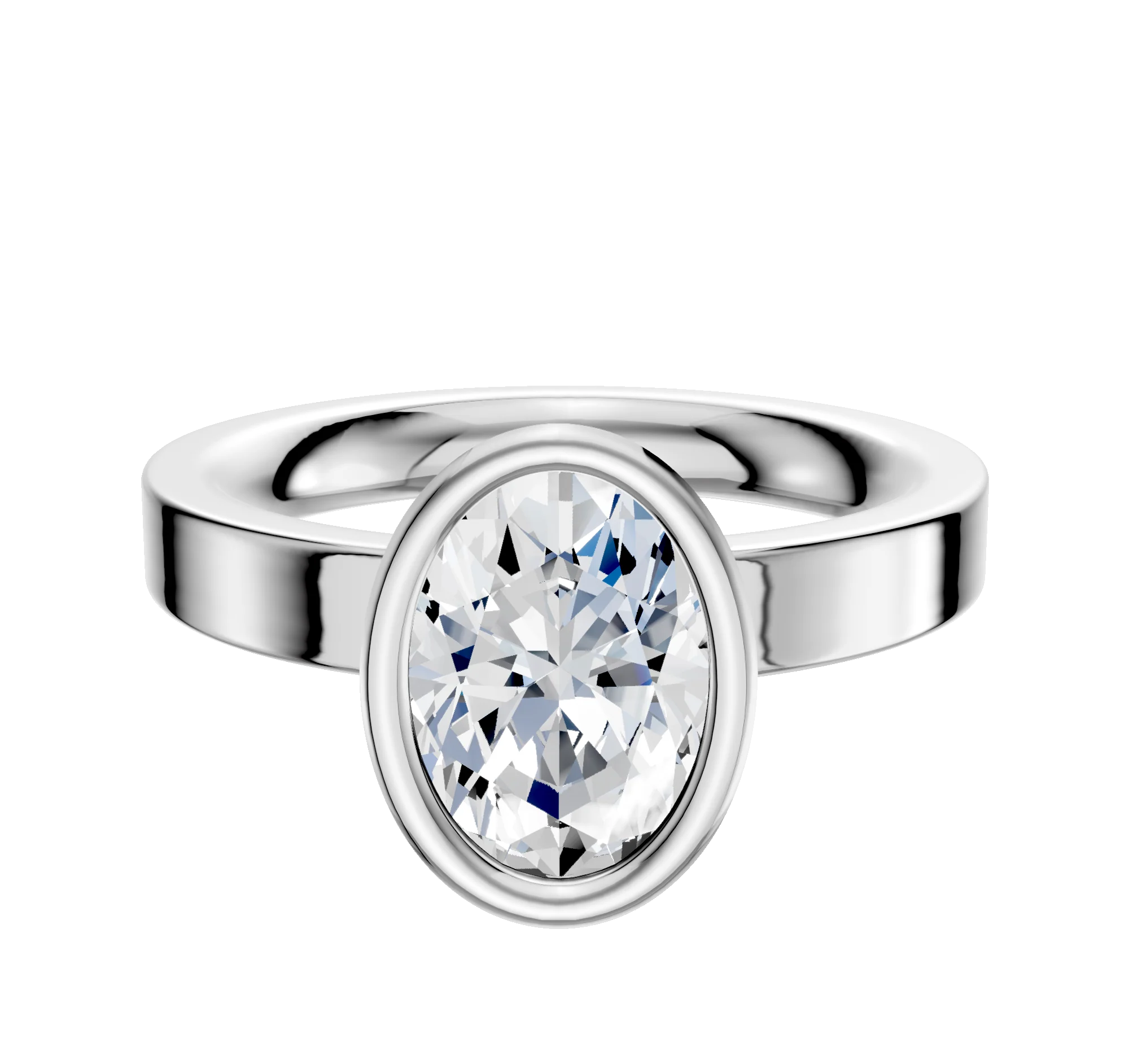 14K White Gold Bezel Full Bezel North/South Classic Flat 3.0mm Engagement Ring