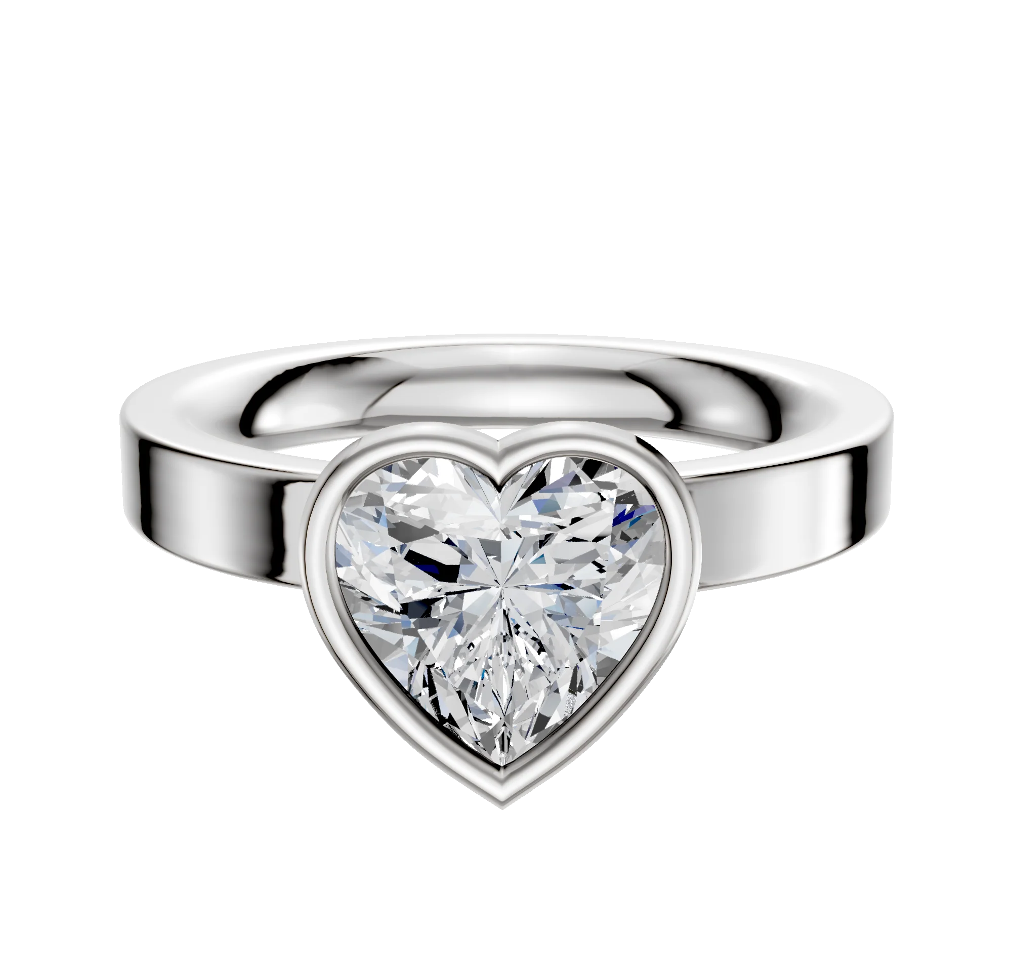 14K White Gold Bezel Full Bezel North/South Classic Flat 3.0mm Engagement Ring