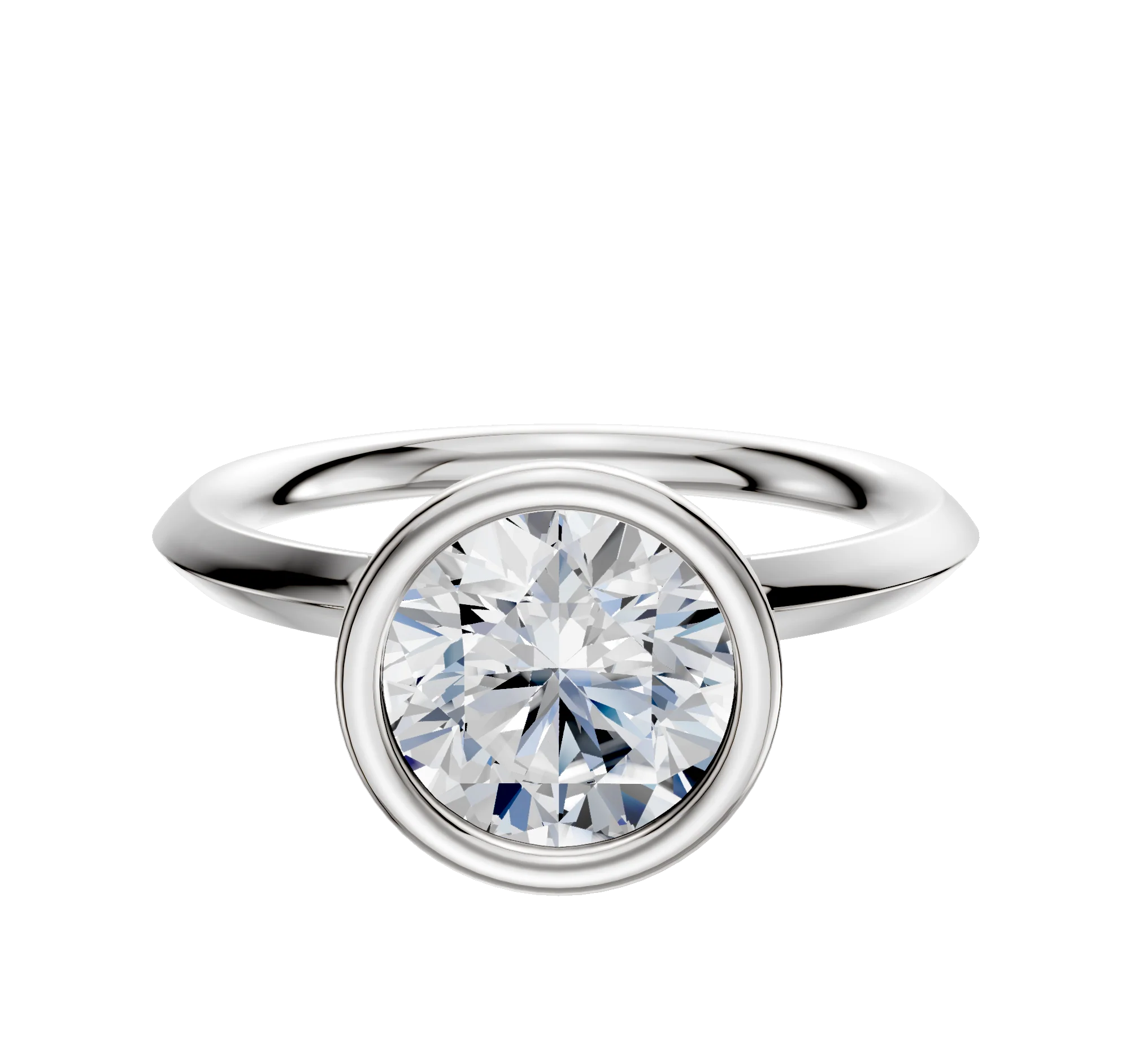 14K White Gold Bezel Full Bezel North/South Classic Knife Edge 2.0mm Engagement Ring