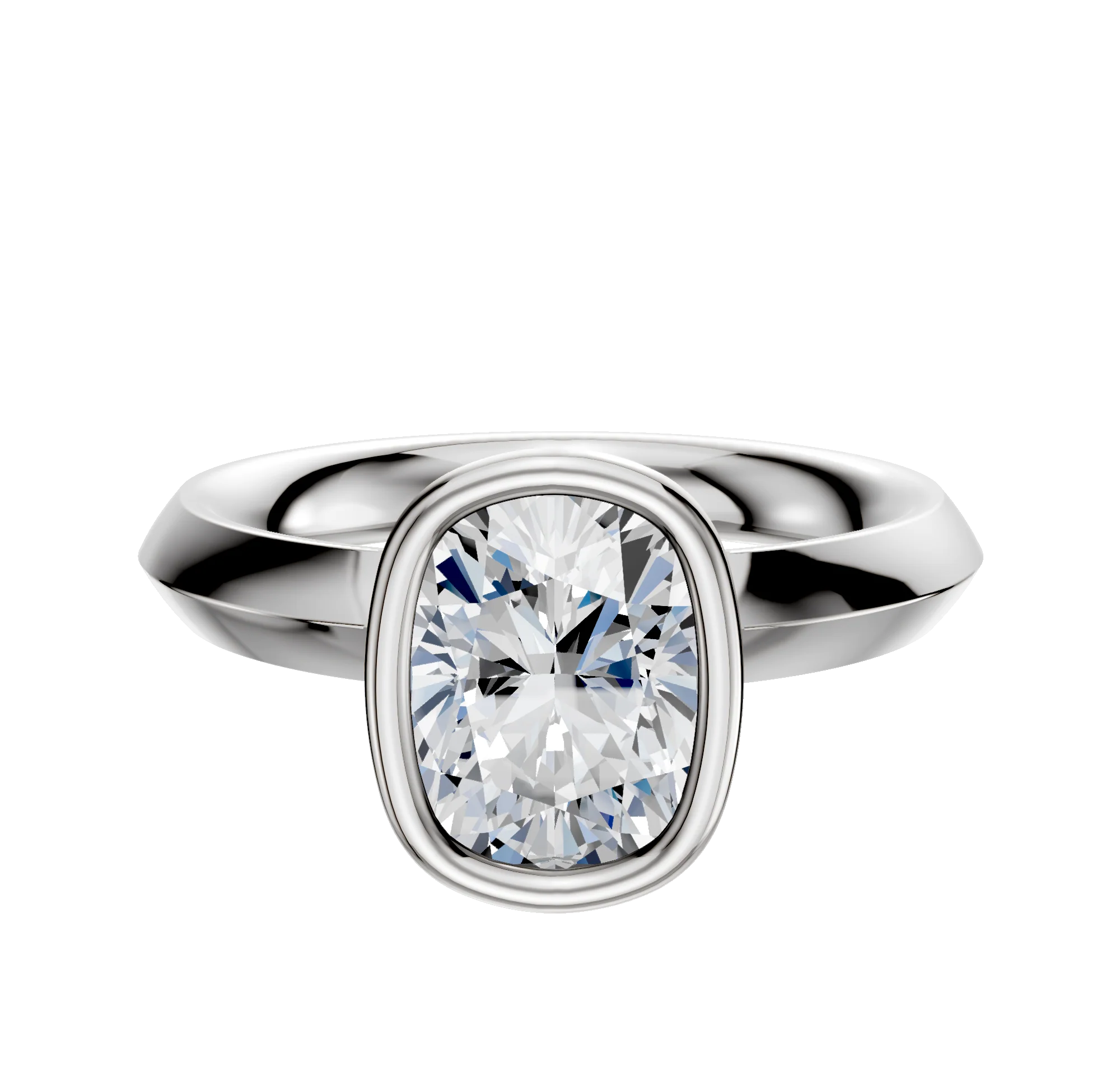 14K White Gold Bezel Full Bezel North/South Classic Knife Edge 3.0mm Engagement Ring
