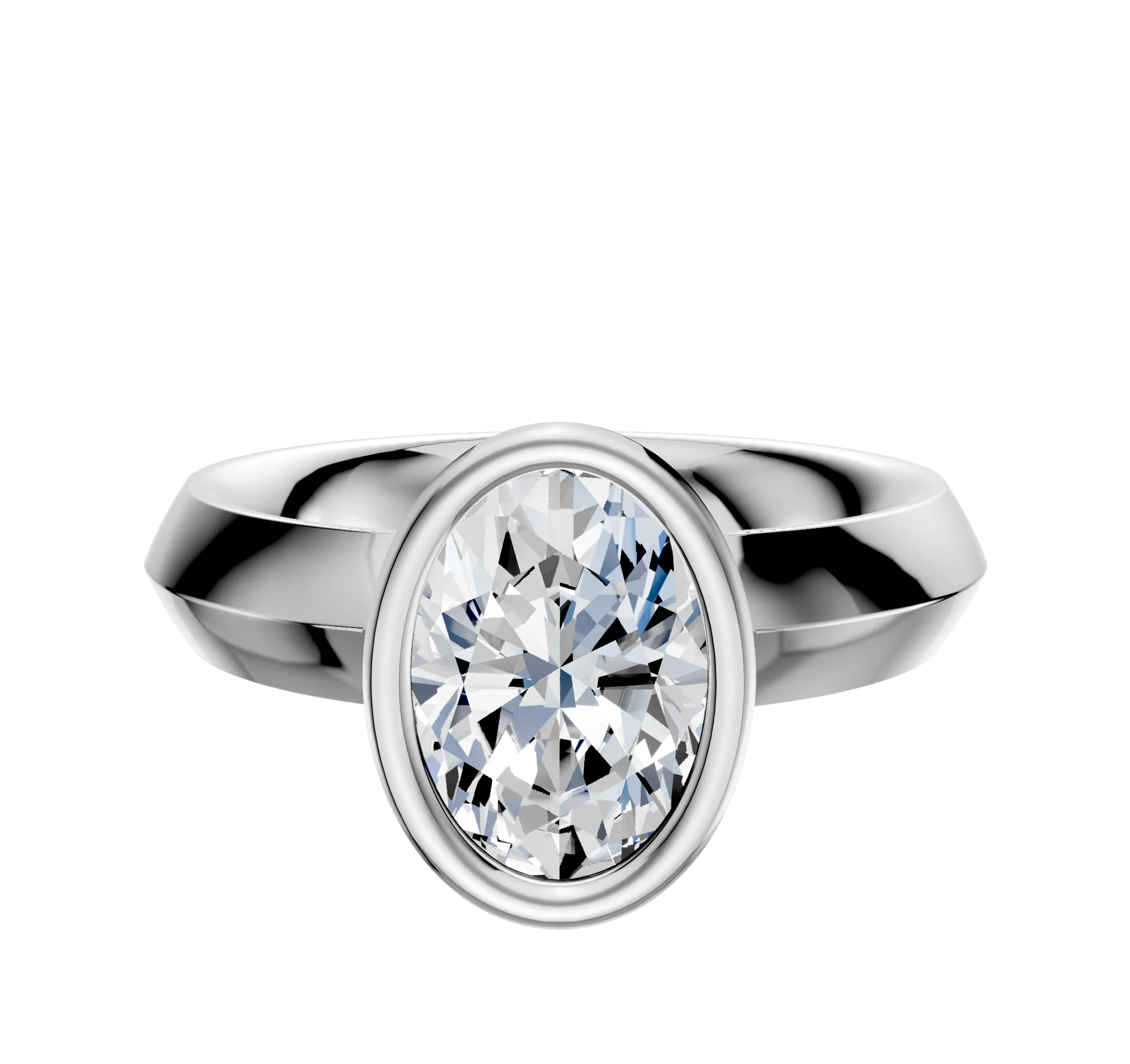 14K White Gold Bezel Full Bezel North/South Classic Knife Edge 4.0mm Engagement Ring
