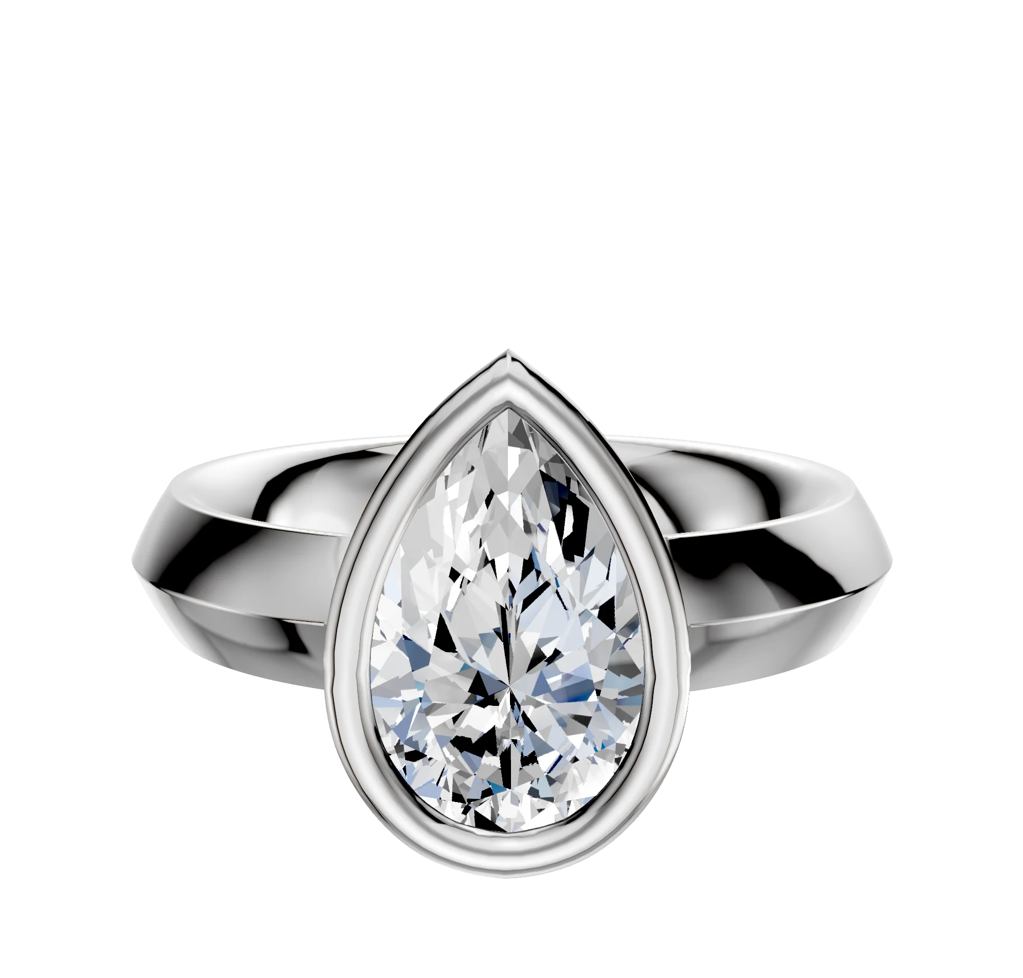 14K White Gold Bezel Full Bezel North/South Classic Knife Edge 4.0mm Engagement Ring