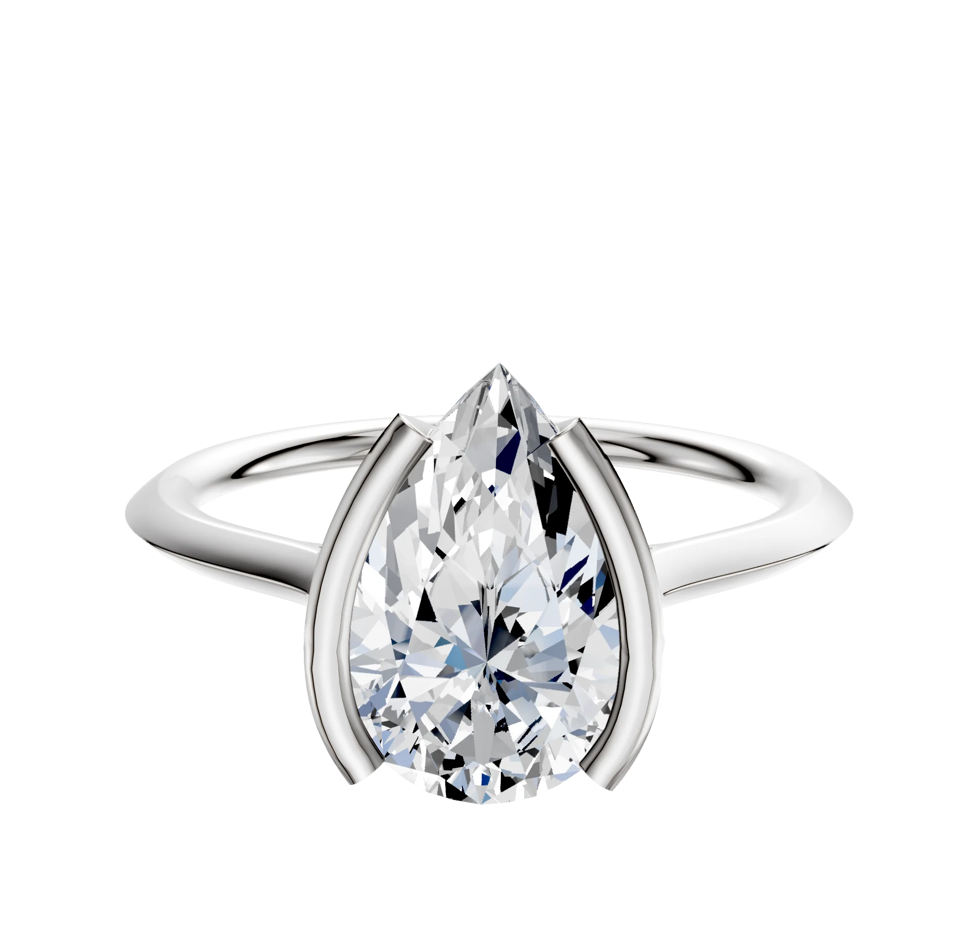 14K White Gold Bezel Half Bezel North/South Cathedral Knife Edge 1.5mm Engagement Ring