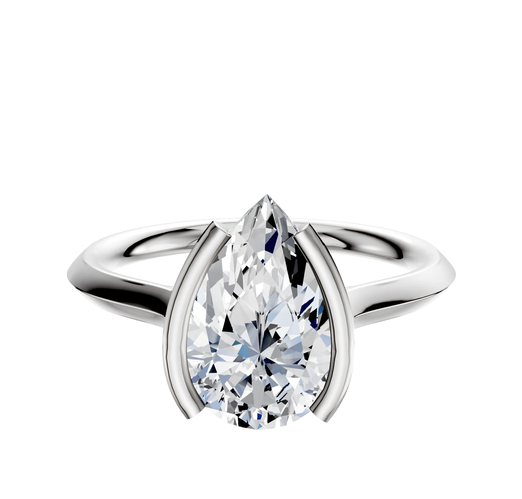 14K White Gold Bezel Half Bezel North/South Cathedral Knife Edge 2.0mm Engagement Ring