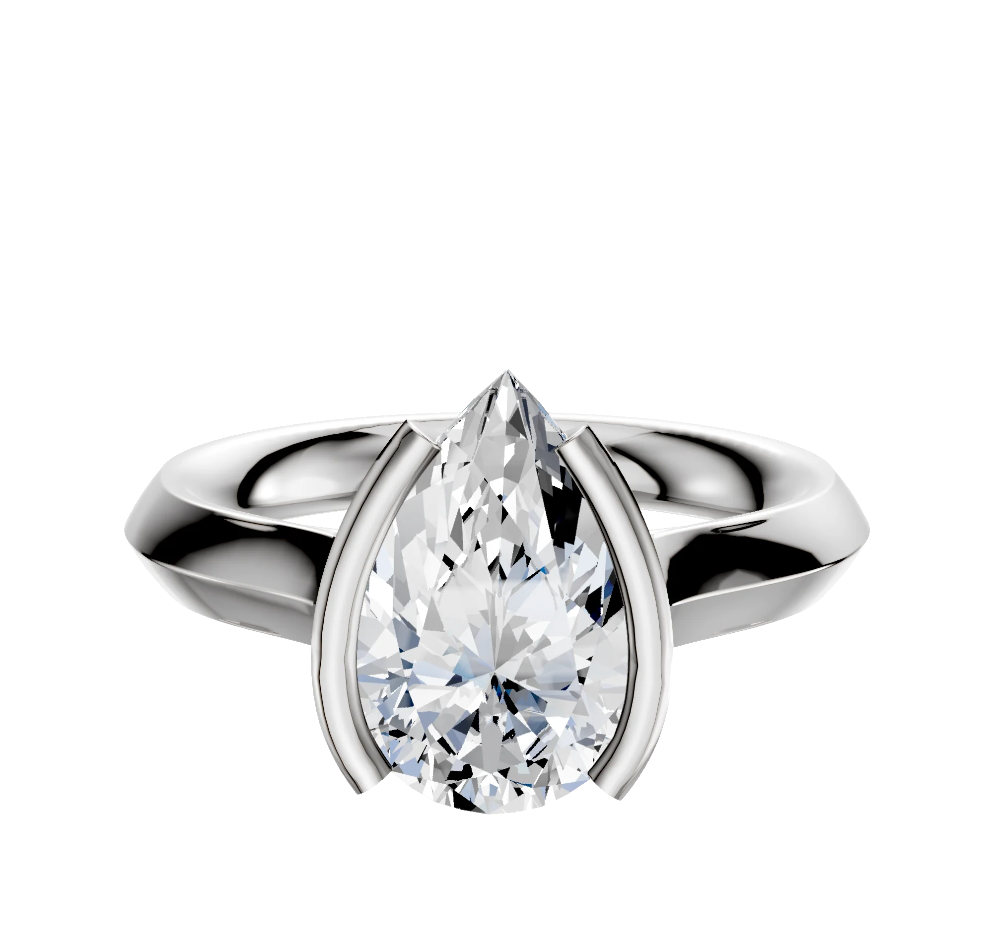 14K White Gold Bezel Half Bezel North/South Cathedral Knife Edge 3.0mm Engagement Ring