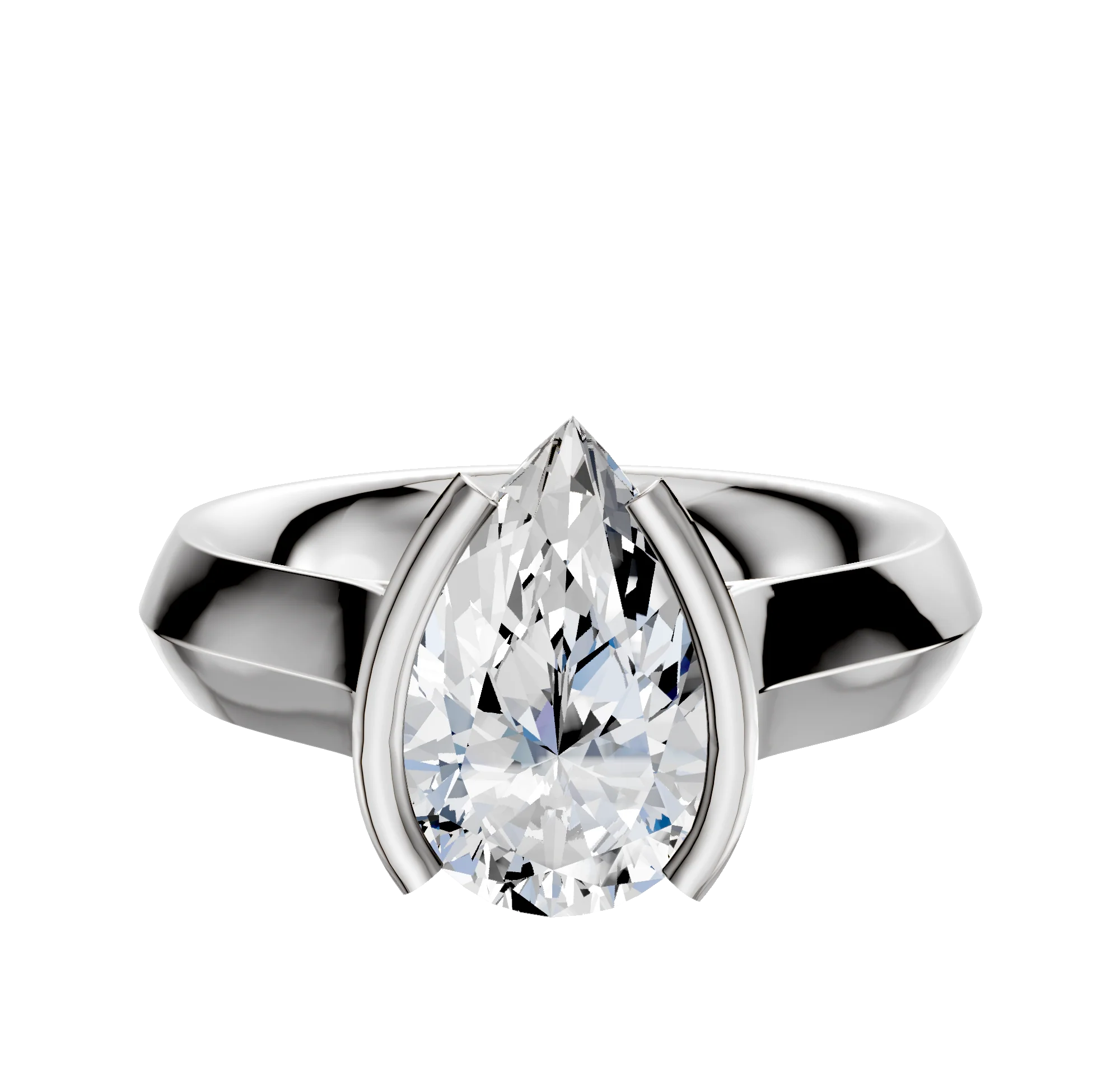 14K White Gold Bezel Half Bezel North/South Cathedral Knife Edge 4.0mm Engagement Ring