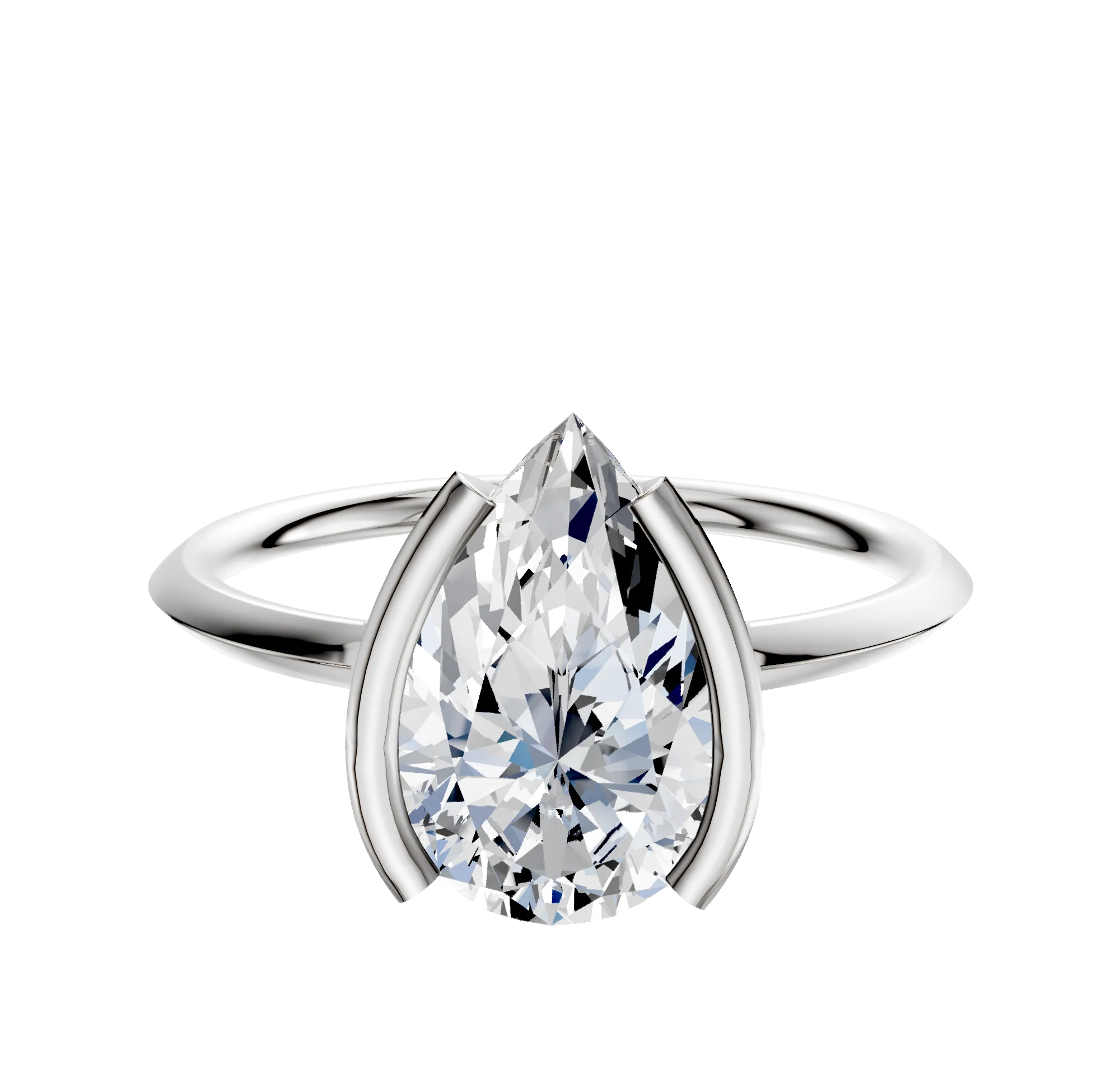 14K White Gold Bezel Half Bezel North/South Classic Knife Edge 1.5mm Engagement Ring