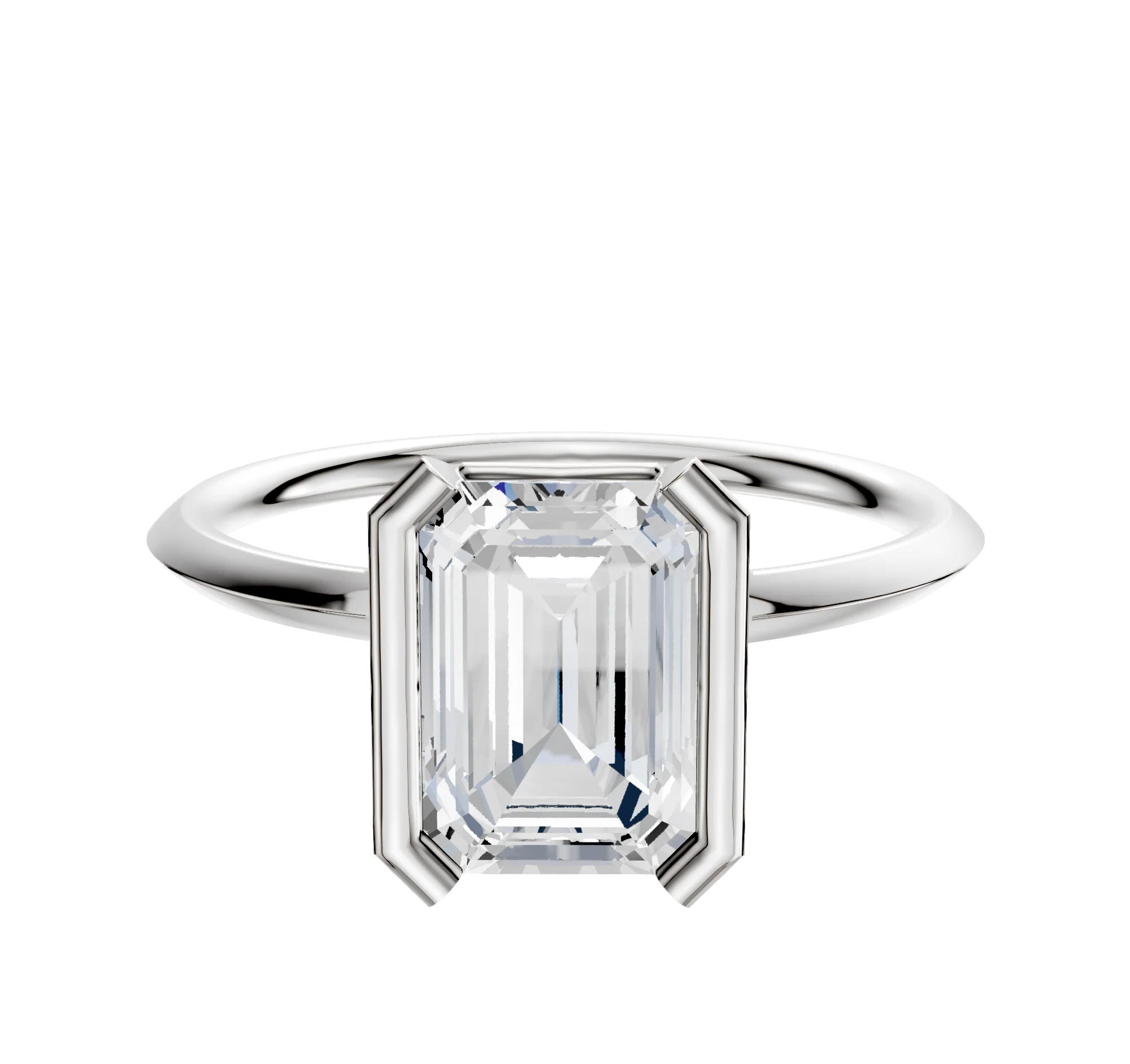 14K White Gold Bezel Half Bezel North/South Classic Knife Edge 1.5mm Engagement Ring
