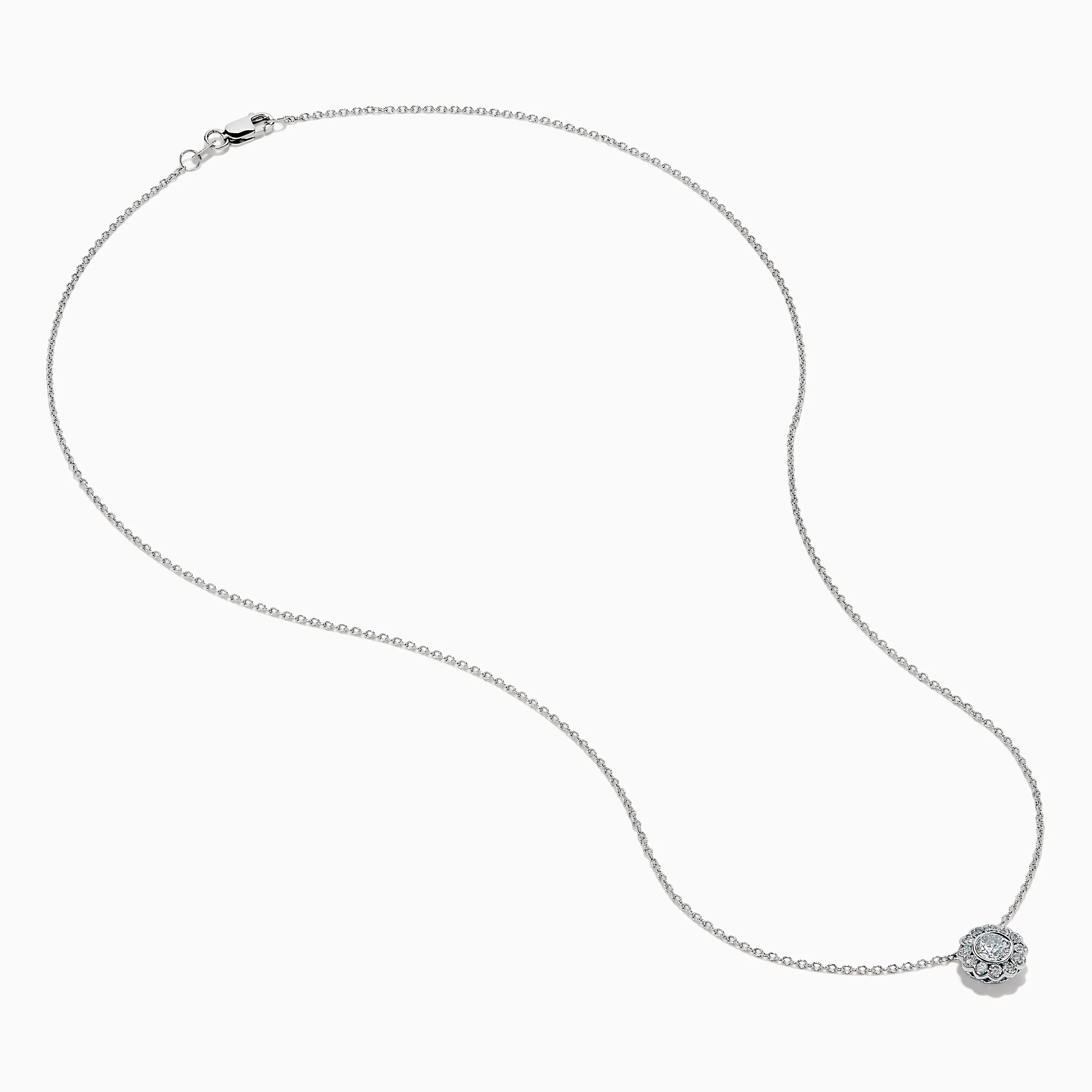 14K White Gold Diamond Bezel Halo Pendant - Image 2