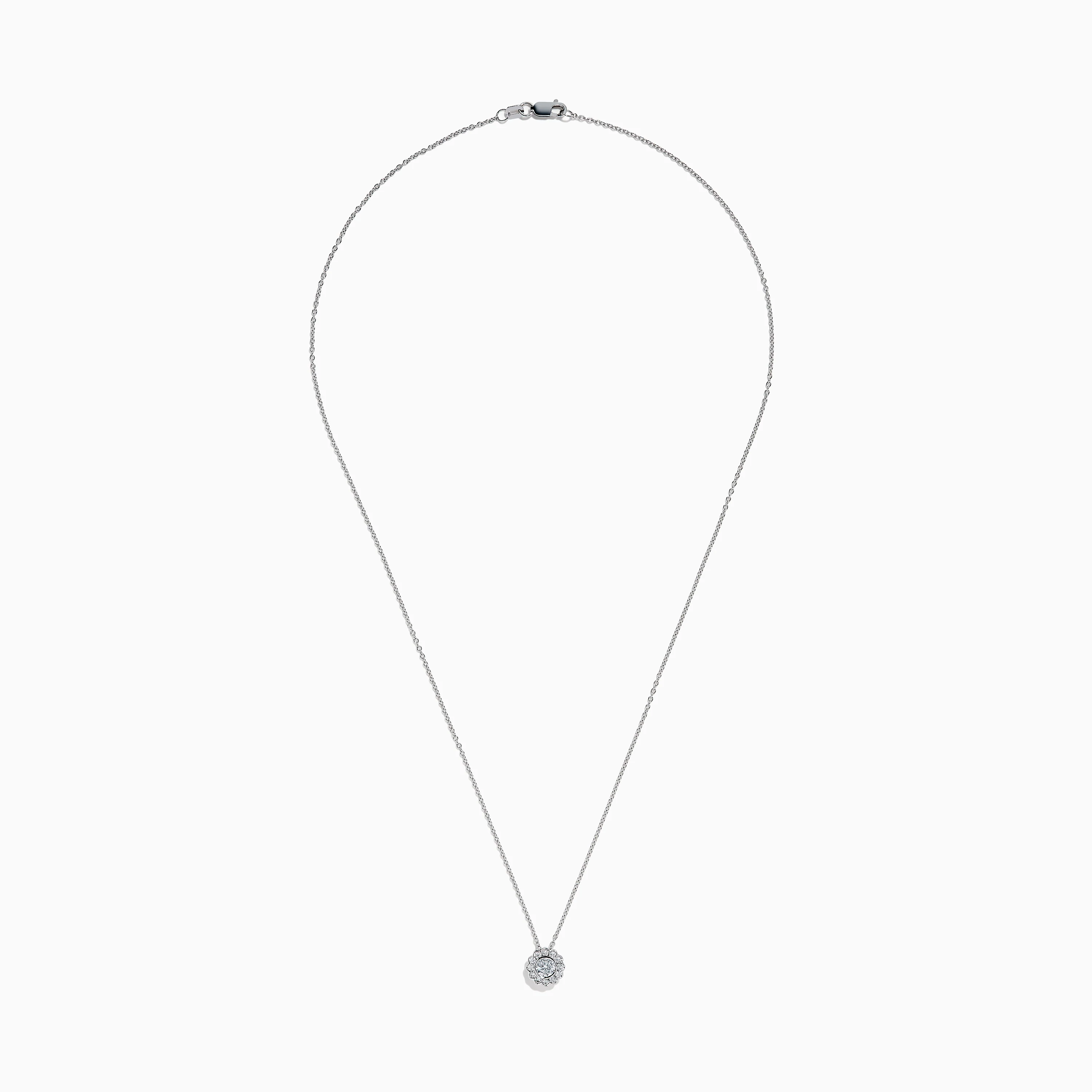 14K White Gold Diamond Bezel Halo Pendant - Image 3