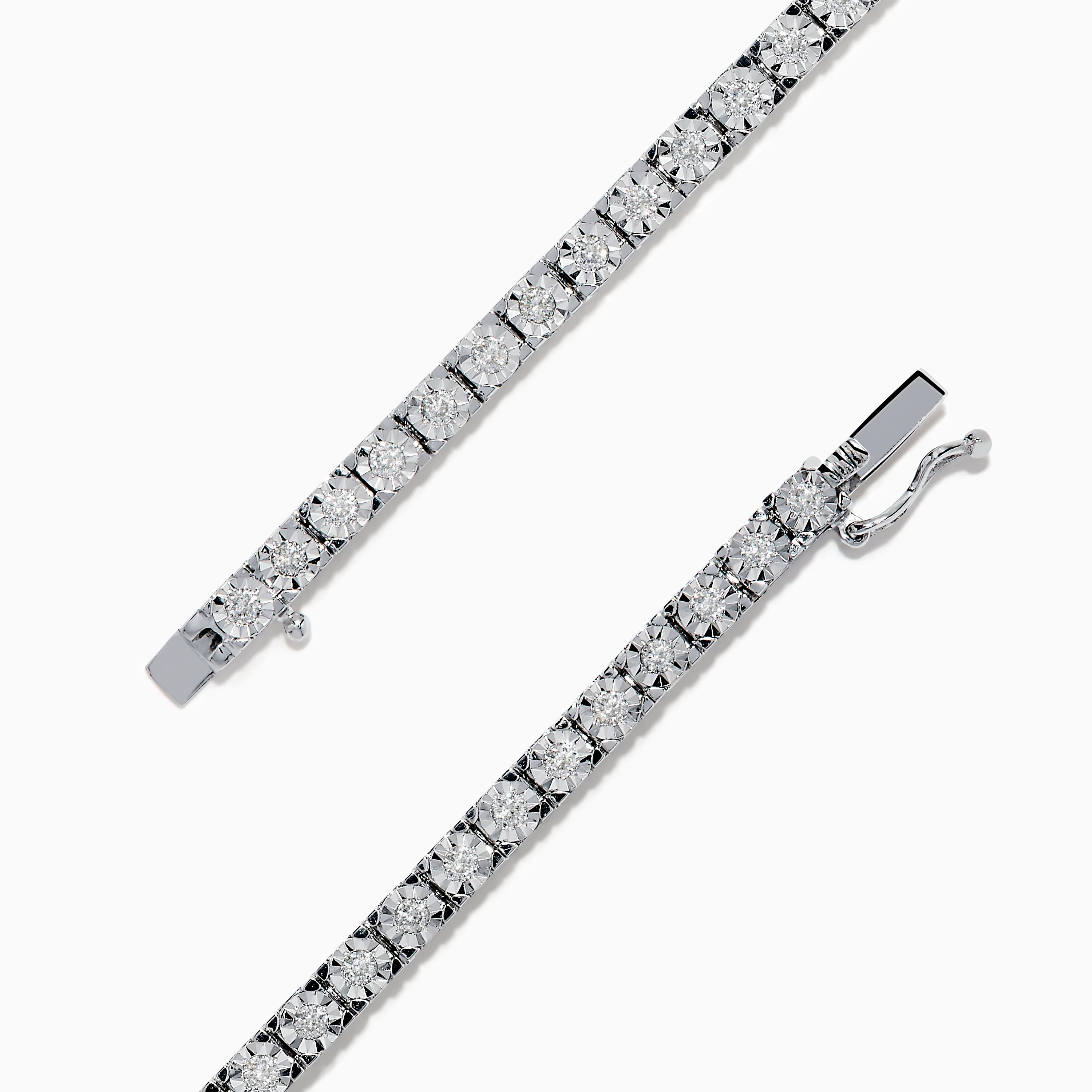 14K White Gold Diamond Miracle Setting 1.00ct Tennis Bracelet - Image 4