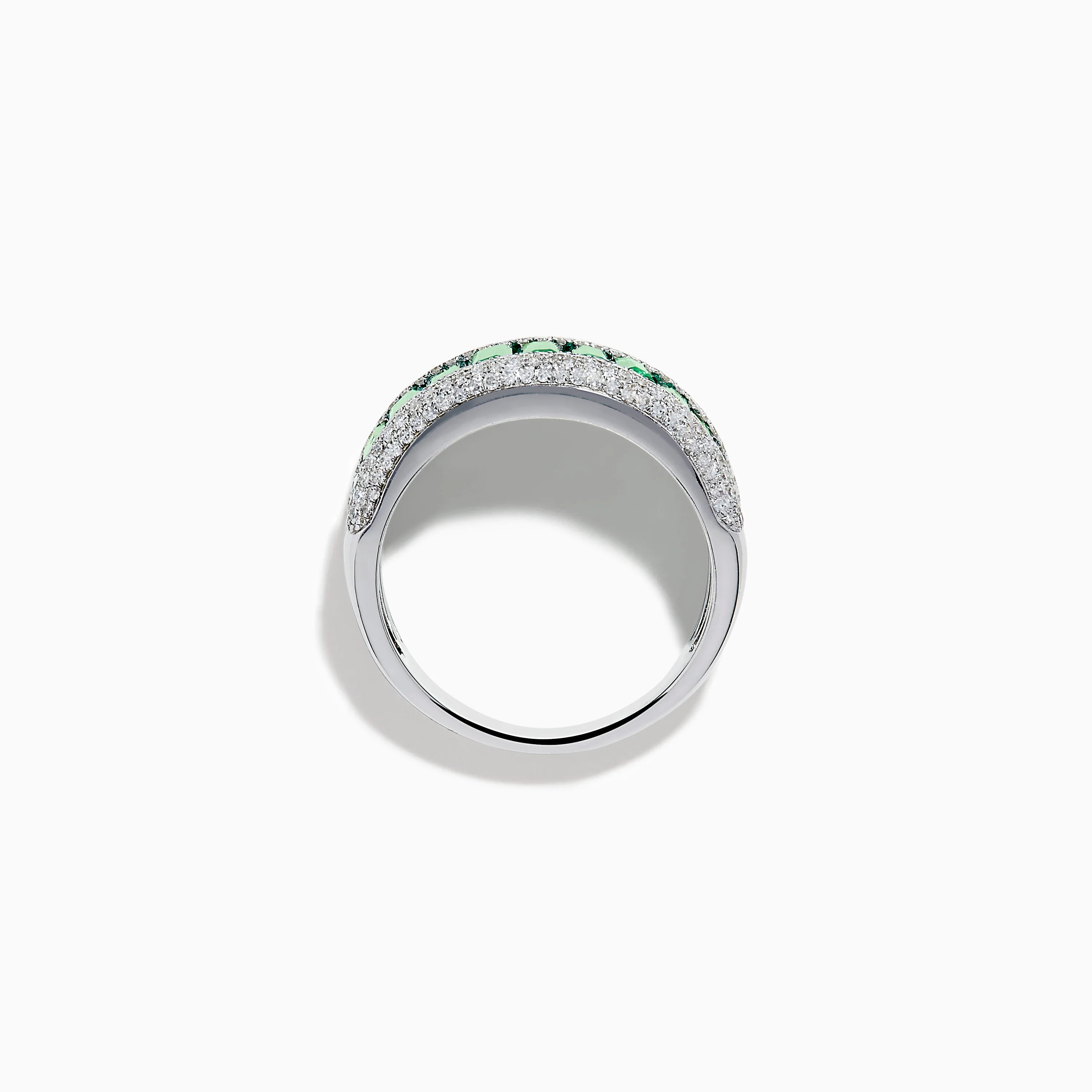14K White Gold Emerald Baguette and Diamond Pavé Ring - Image 3