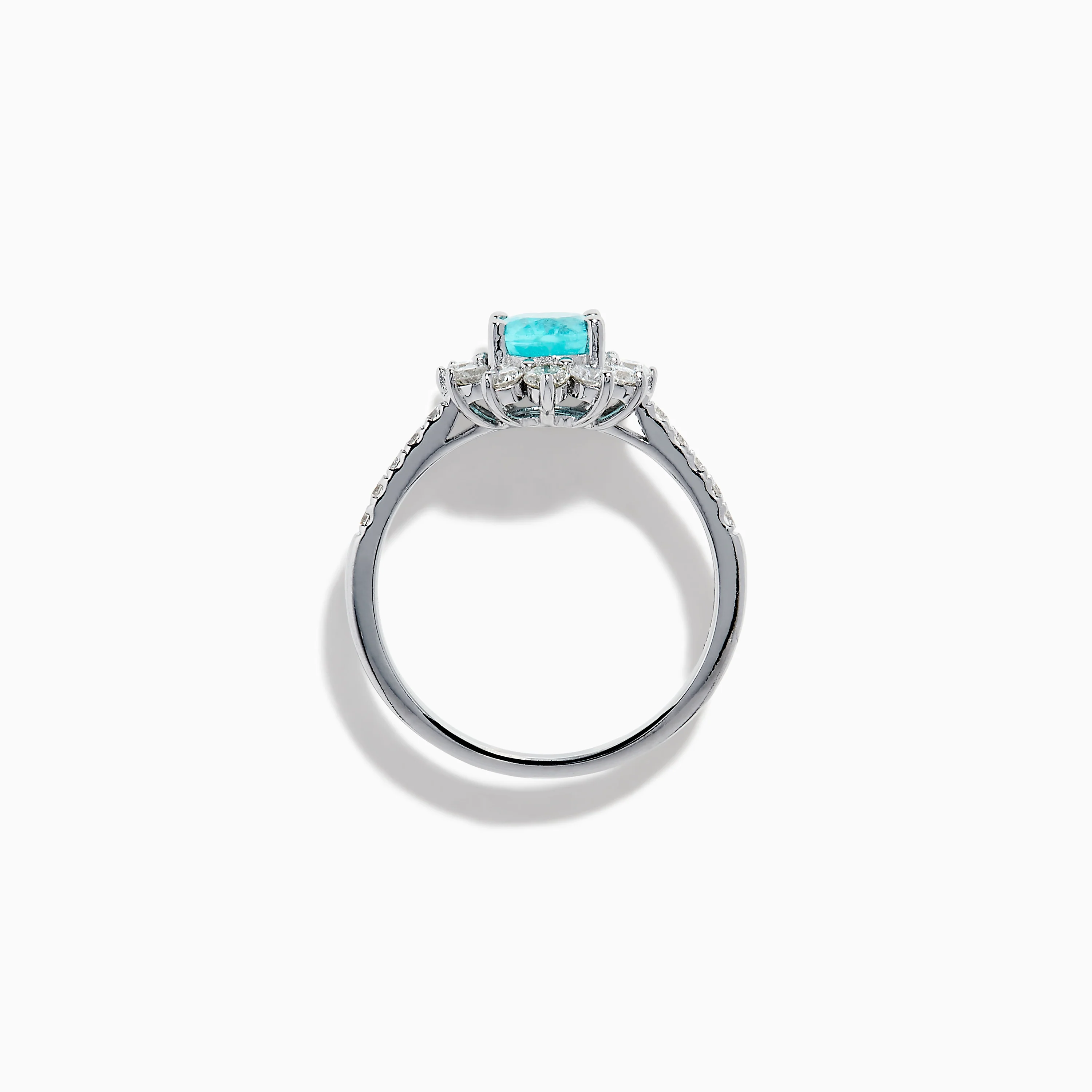 14K White Gold Paraiba and Diamond Halo Ring - Image 3