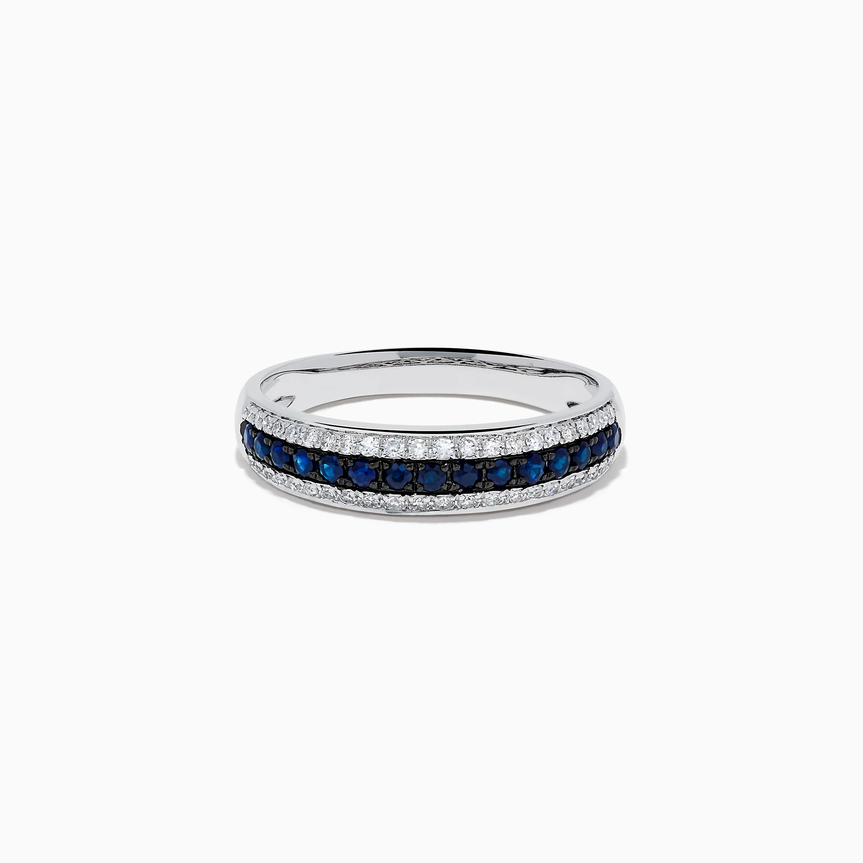 14K White Gold Pave Blue Sapphire and Diamond Band