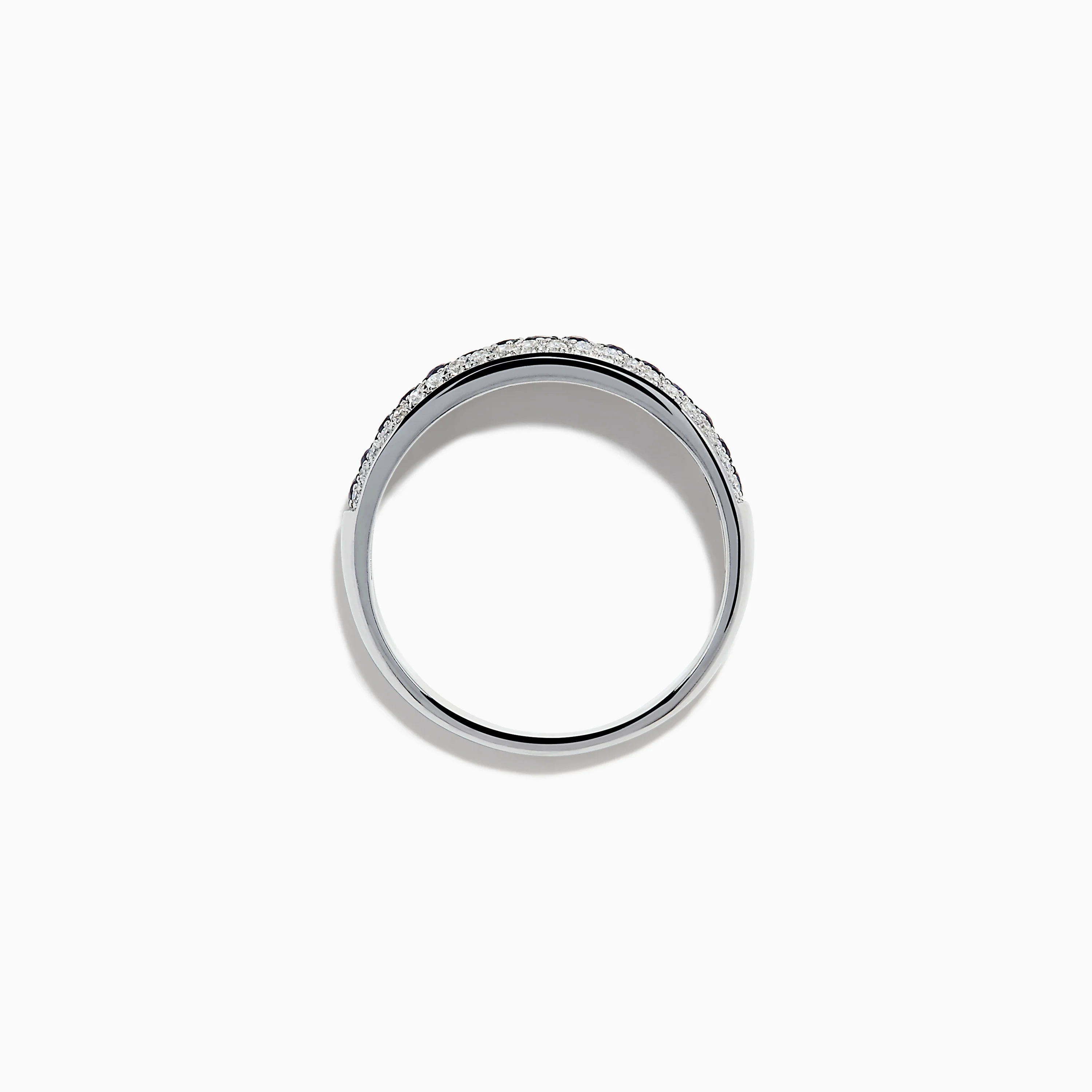 14K White Gold Pave Blue Sapphire and Diamond Band - Image 3