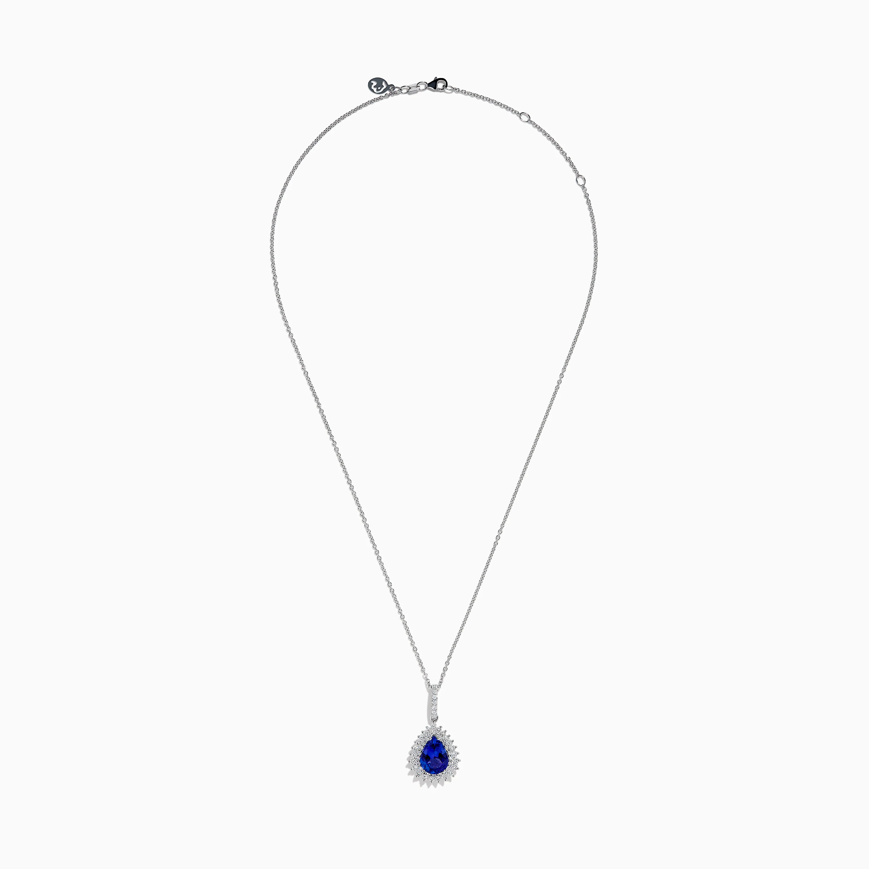 14K White Gold Pear Tanzanite and Diamond Halo Pendant - Image 3