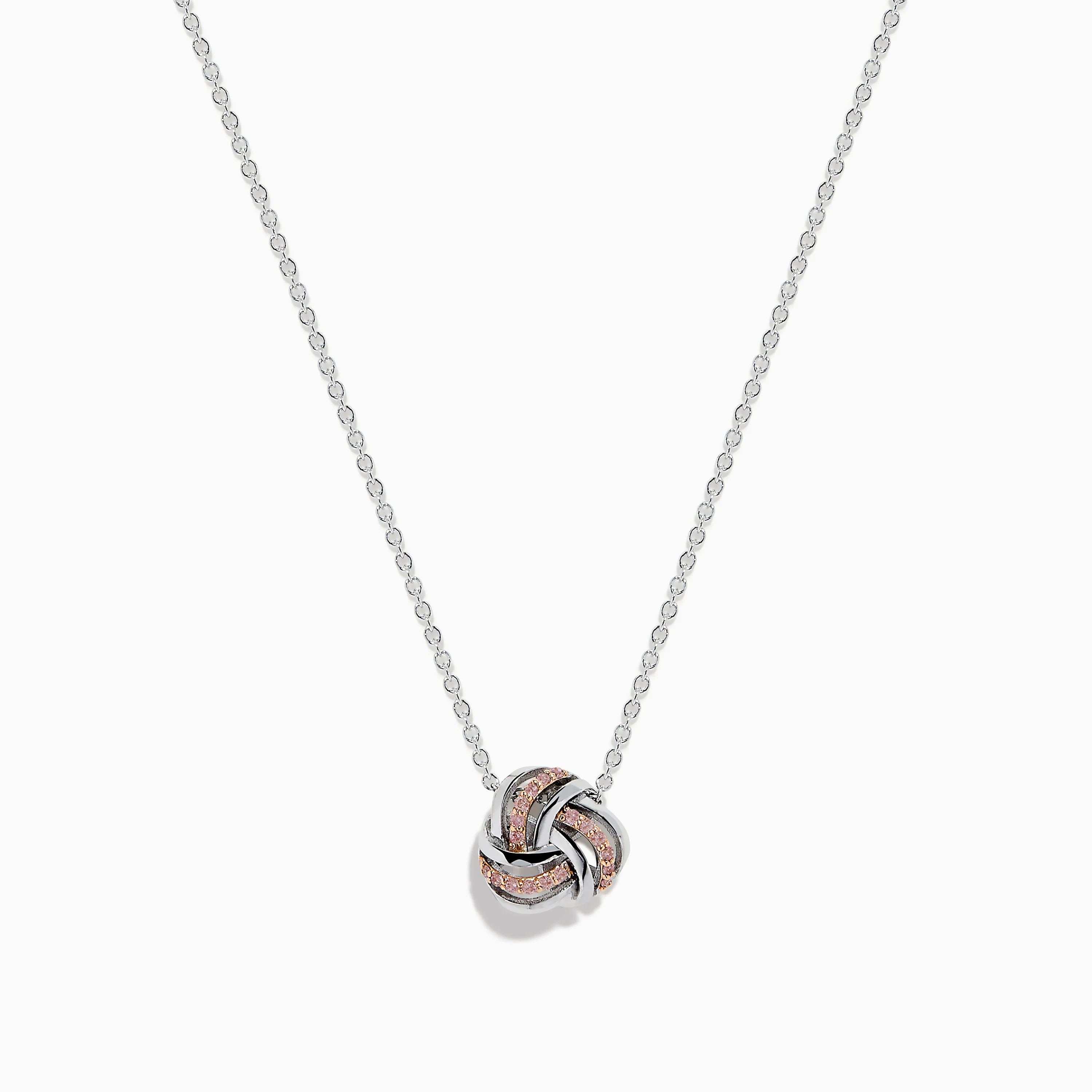 14K White Gold Pink Diamond Love Knot Pendant