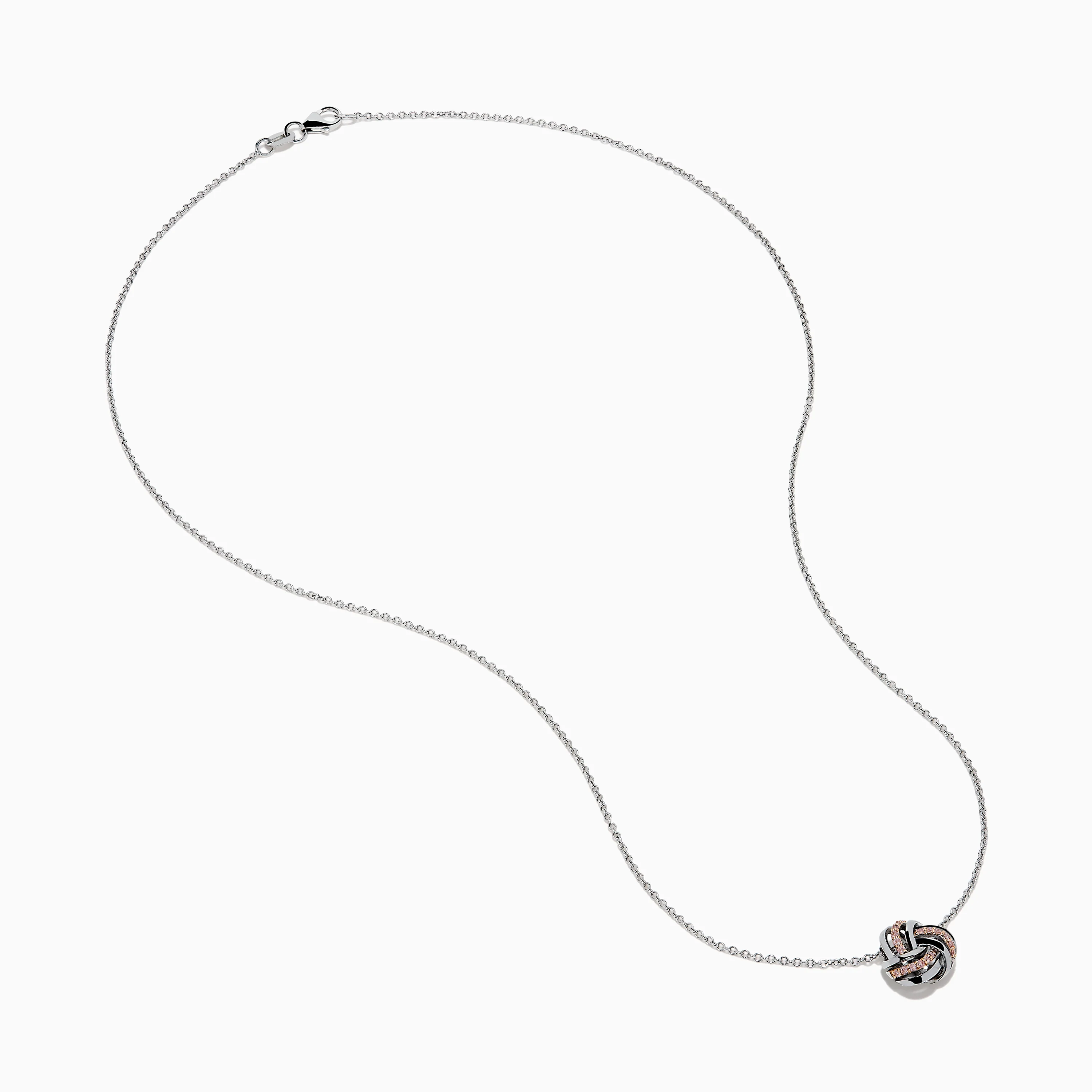 14K White Gold Pink Diamond Love Knot Pendant - Image 2