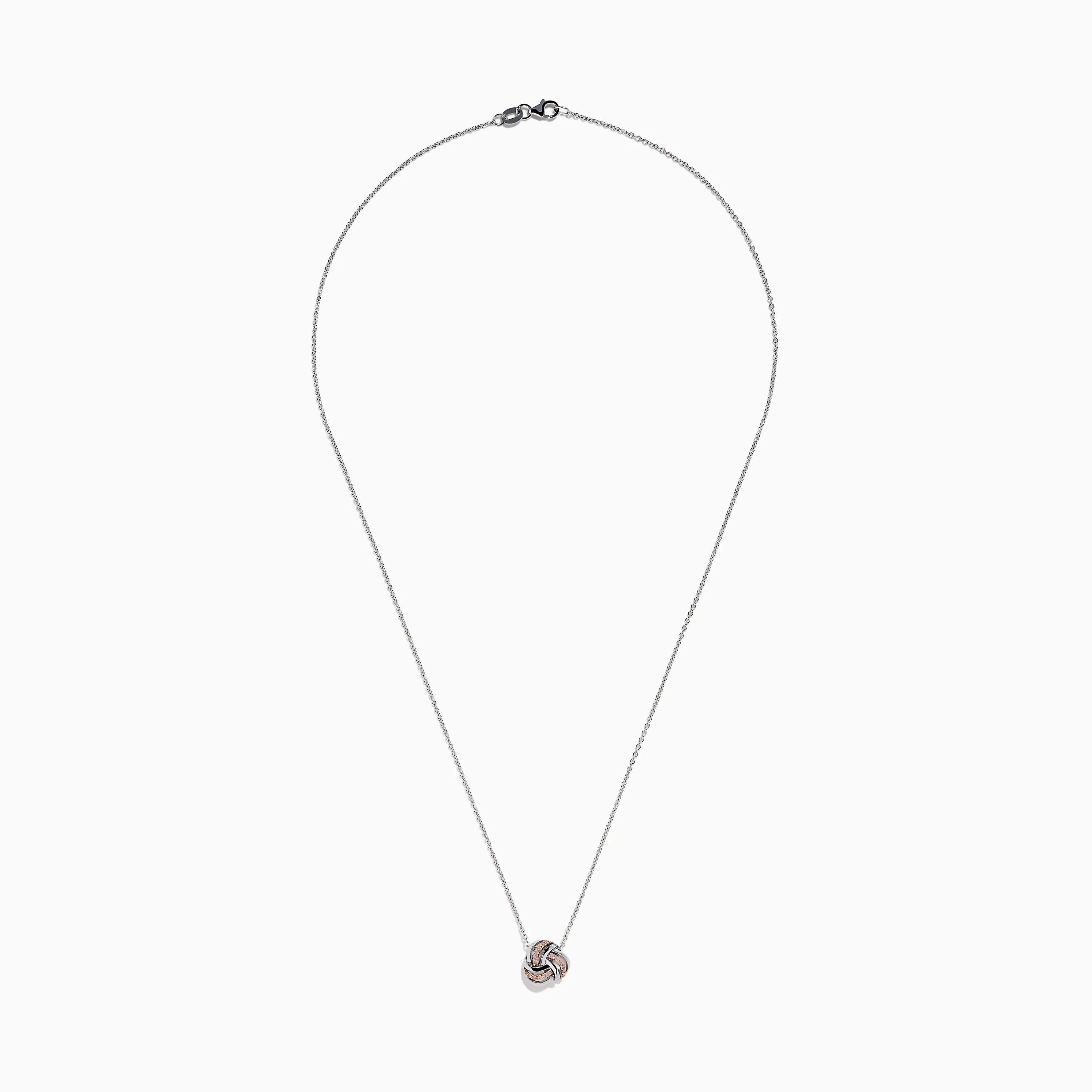 14K White Gold Pink Diamond Love Knot Pendant - Image 3