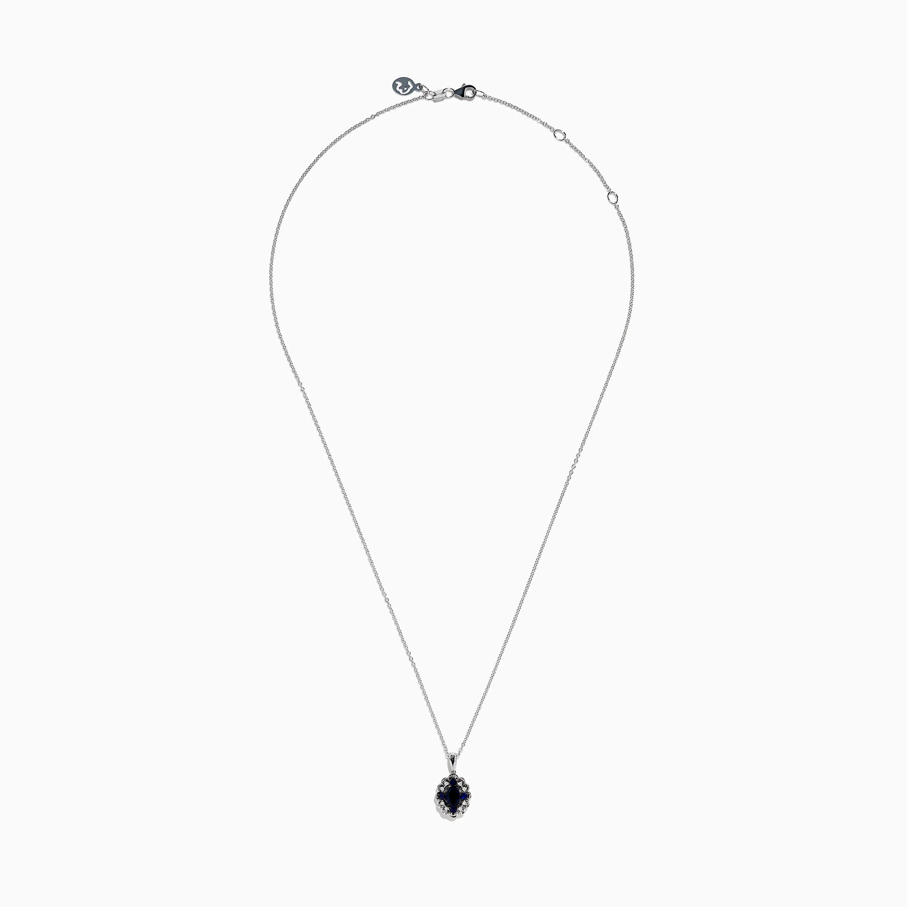 14K White Gold Sapphire and Diamond Vintage Halo Pendant - Image 3