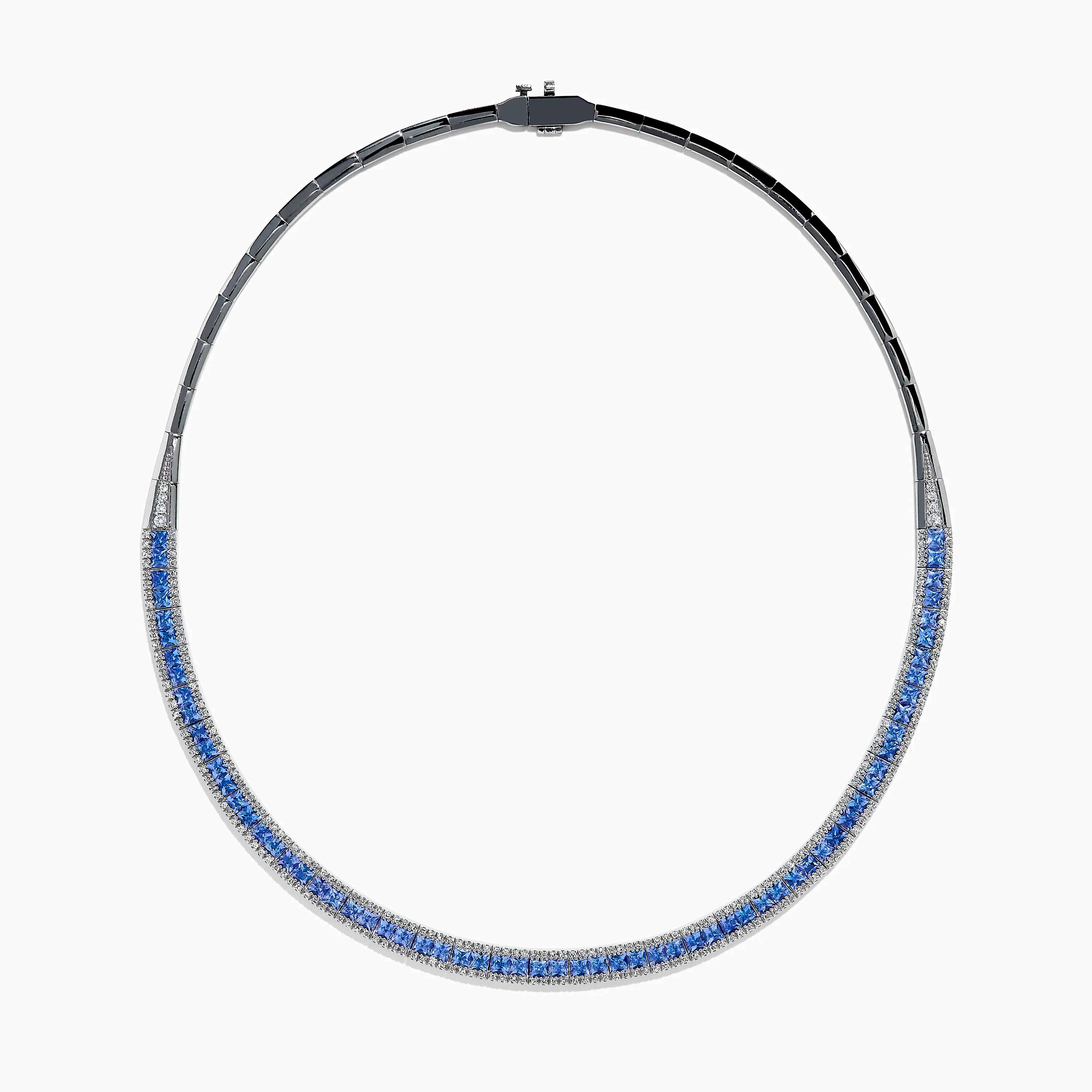 14K White Gold Tanzanite and Diamond Collar Necklace - Image 3