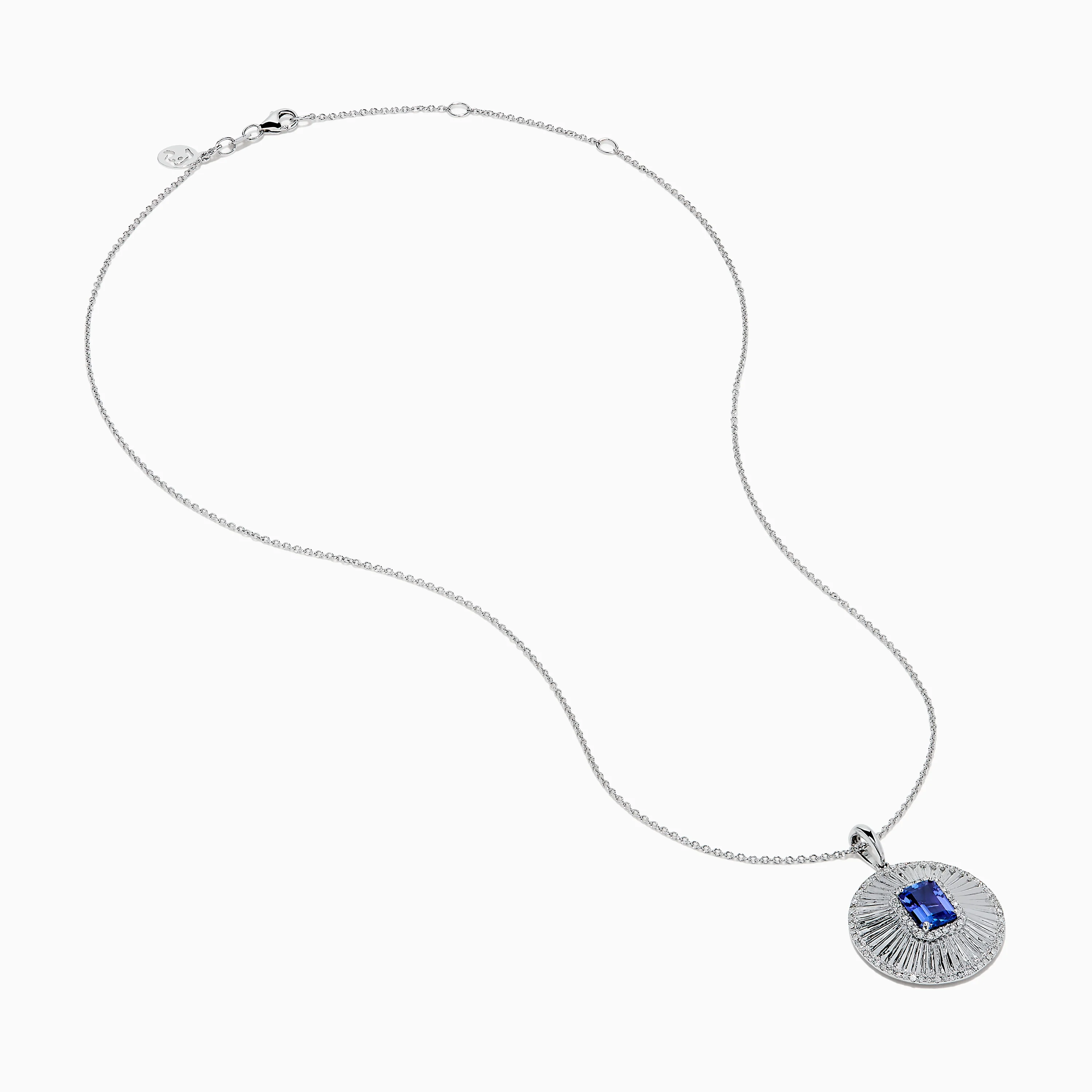 14K White Gold Tanzanite and Diamond Fluted Circle Pendant - Image 2