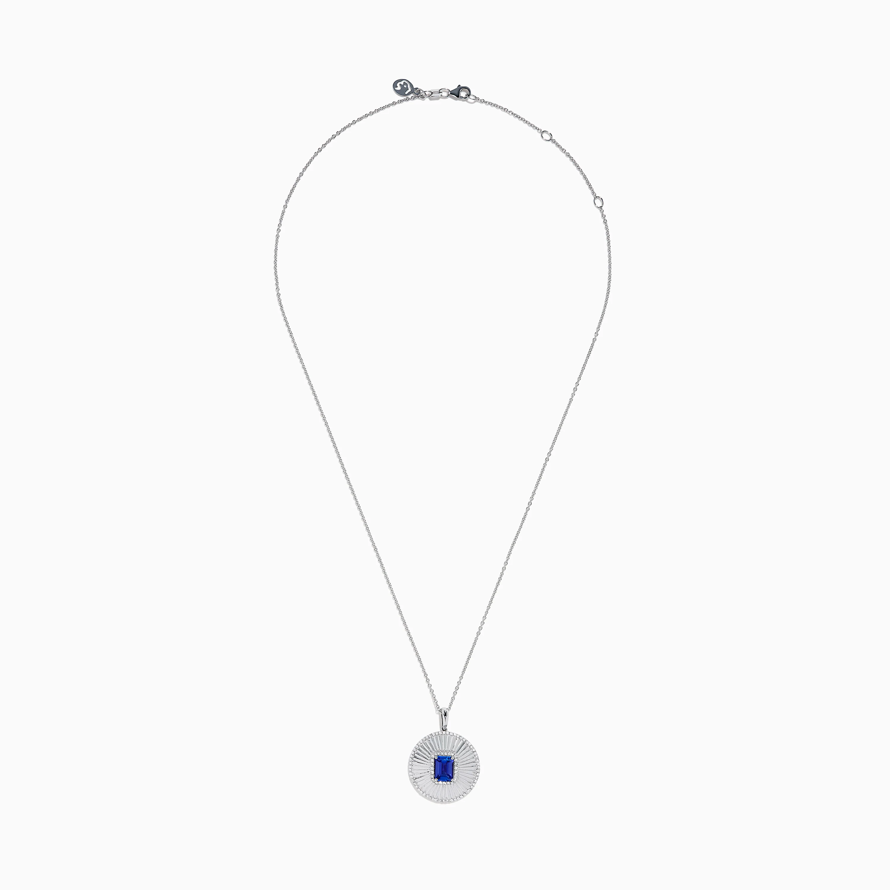 14K White Gold Tanzanite and Diamond Fluted Circle Pendant - Image 3