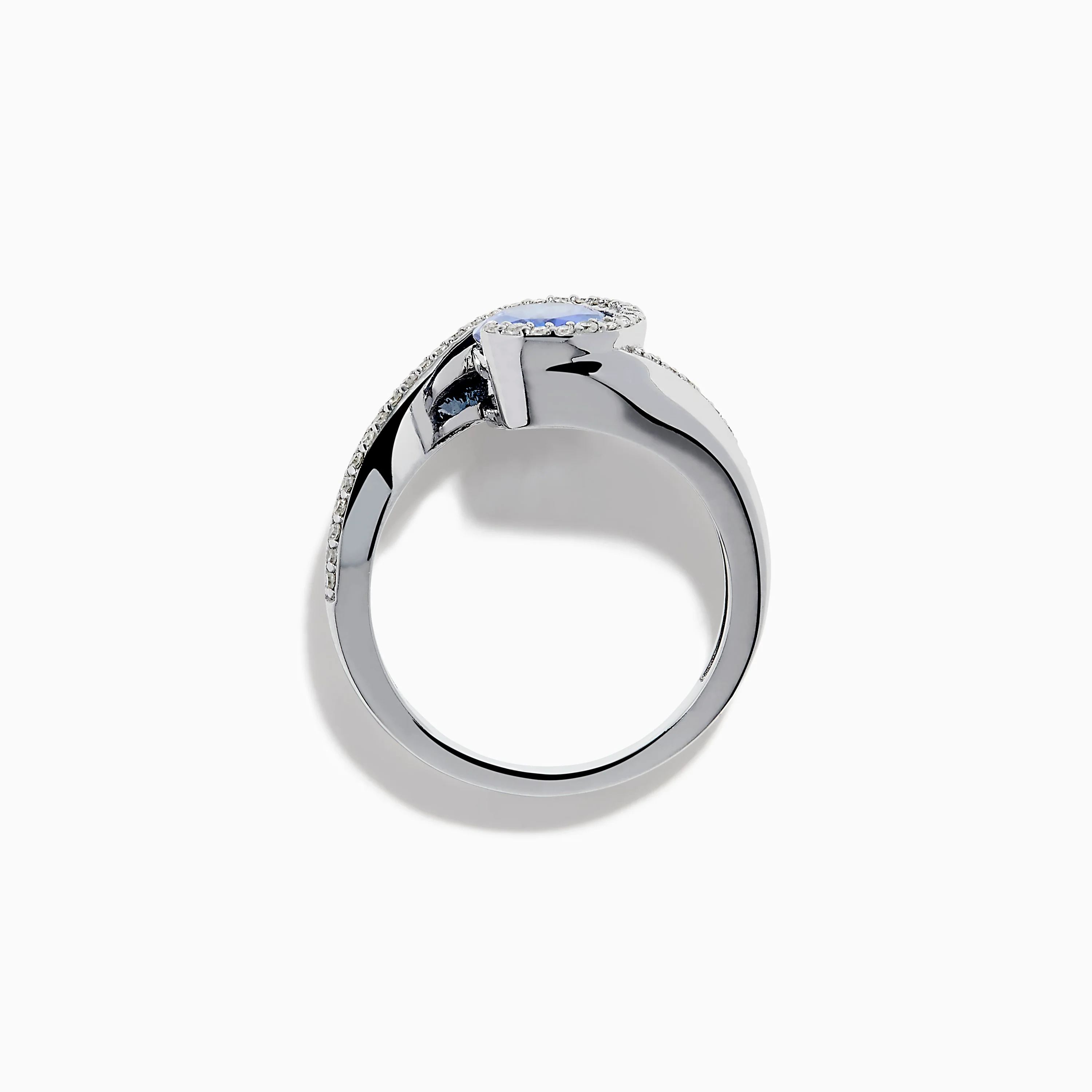 14K White Gold Tanzanite and Diamond Oval Swirl Ring - Image 3