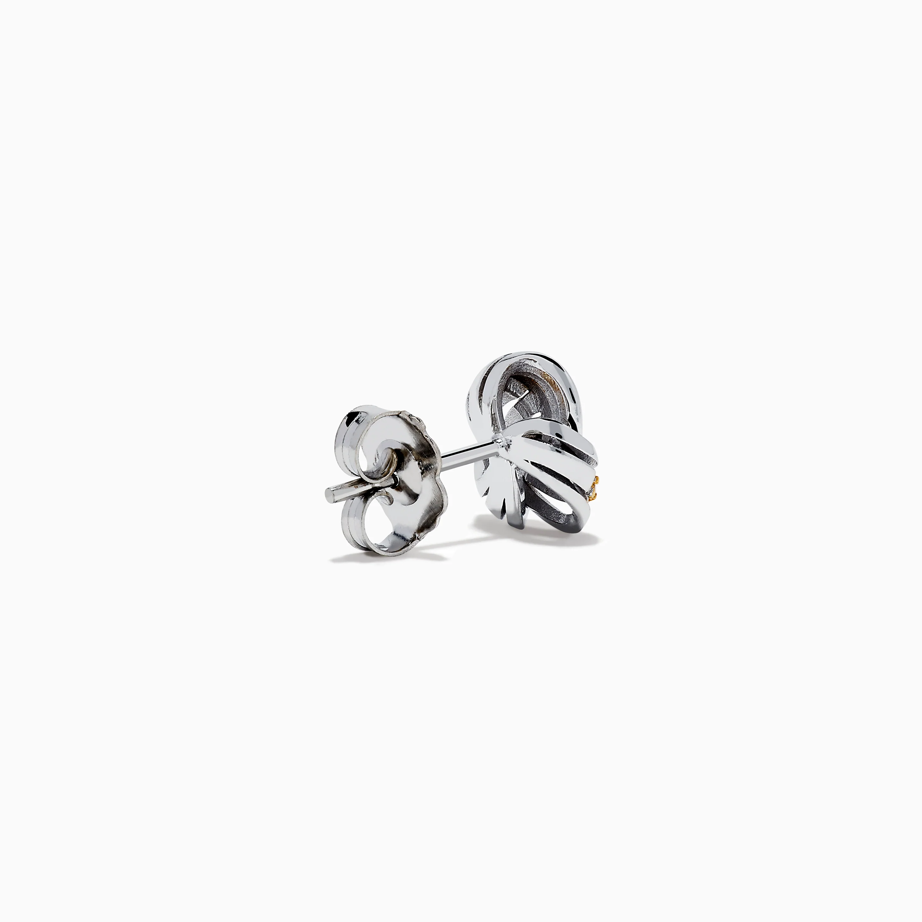 14K White Gold Yellow Diamond Love Knot Earrings - Image 4