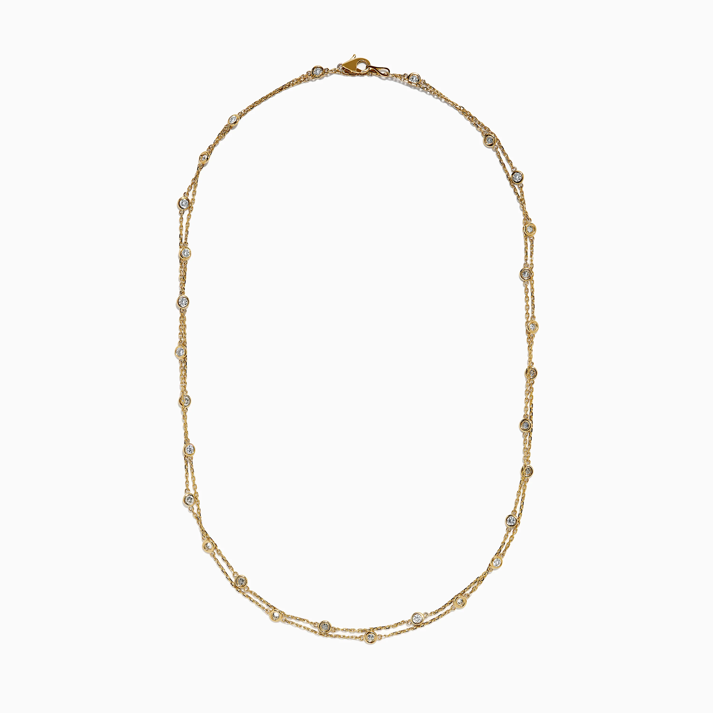 14K Yellow Gold 36 Inch 2.00ct Diamond Station Necklace - Image 3