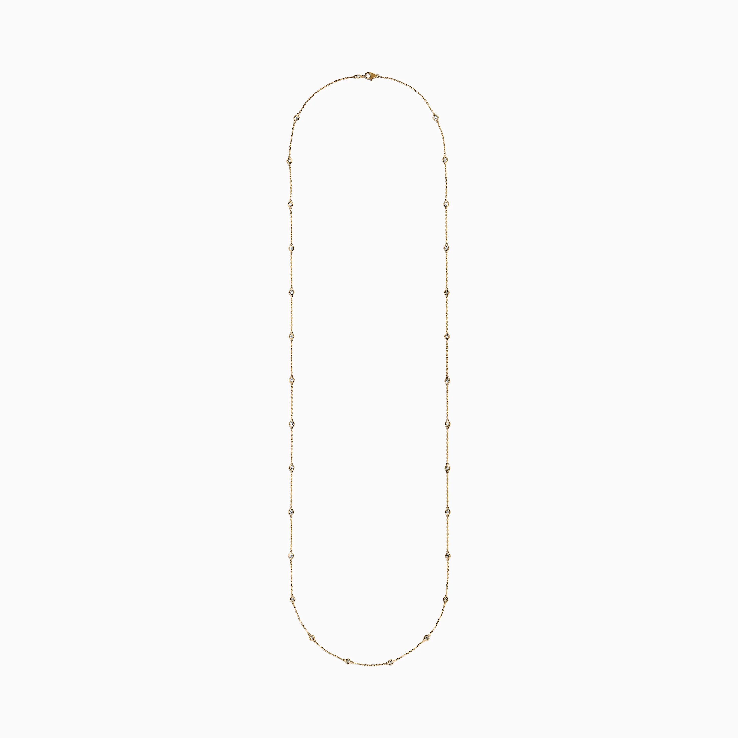 14K Yellow Gold 36 Inch 2.00ct Diamond Station Necklace - Image 5