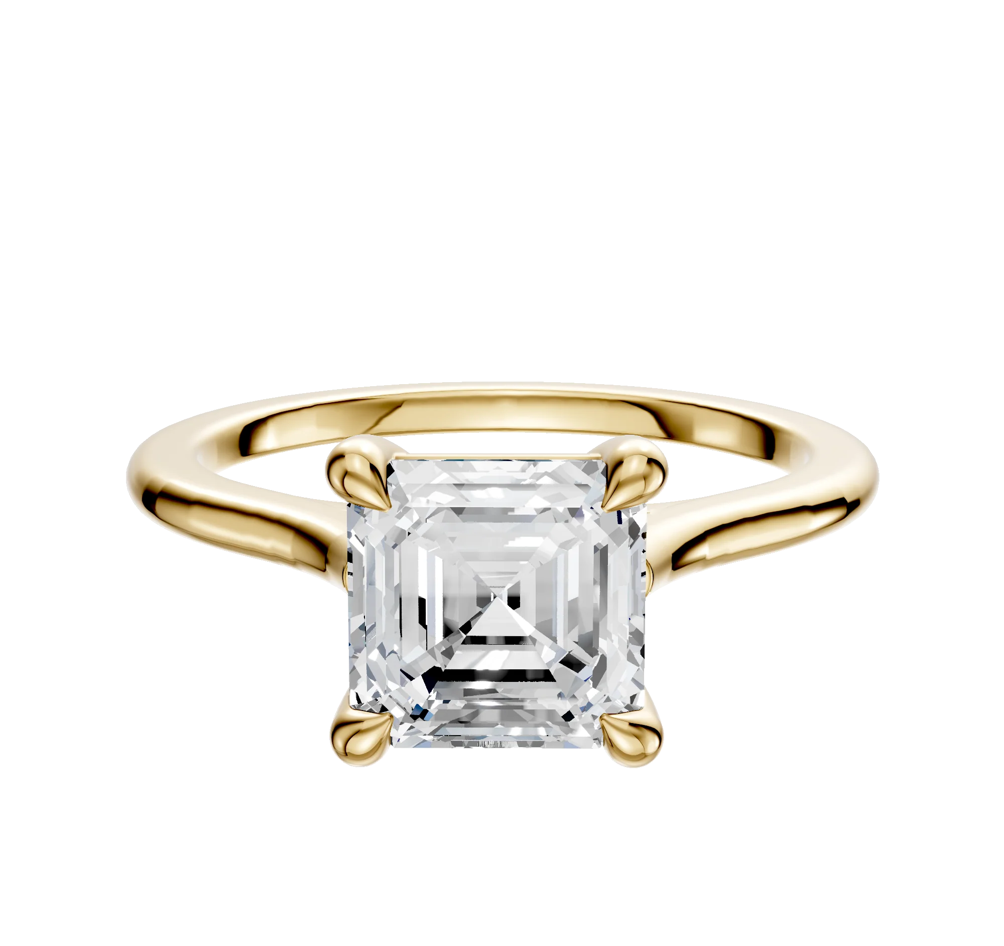 14K Yellow Gold 4 Prong Basket Cathedral Dome 1.5mm Engagement Ring