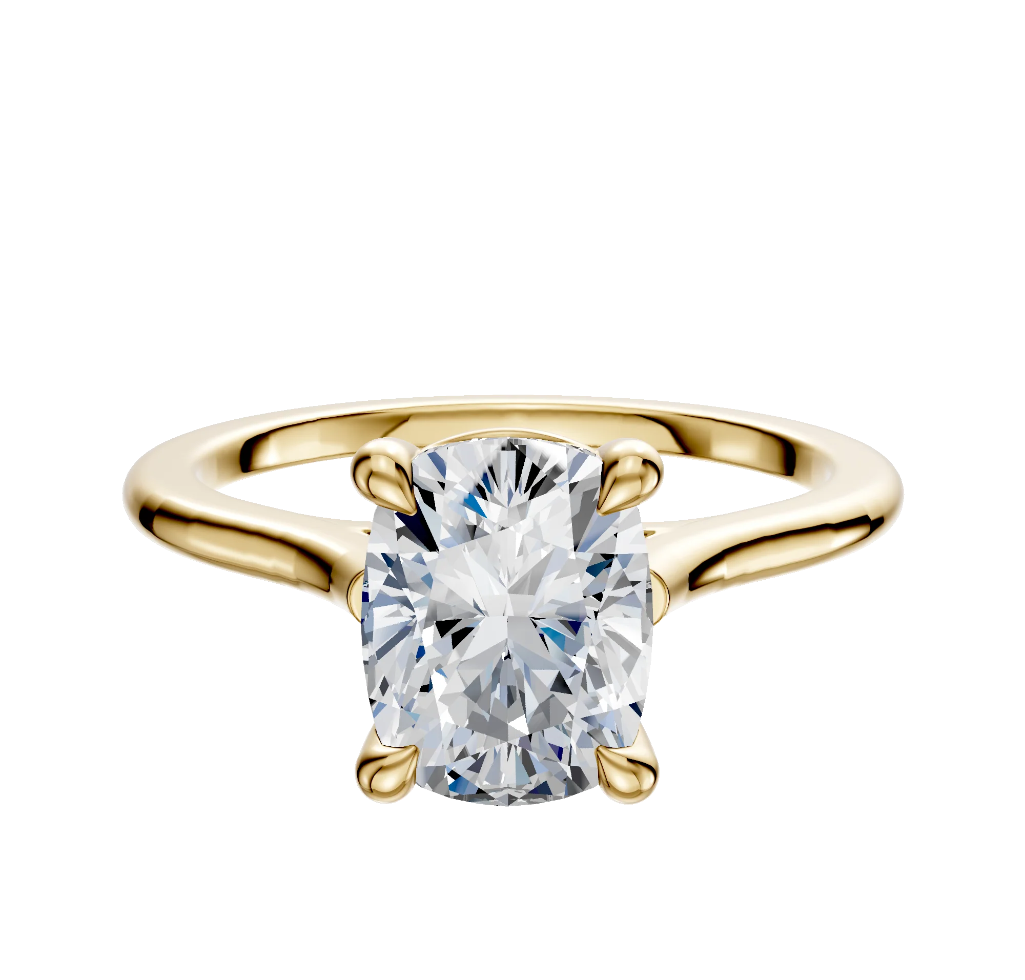 14K Yellow Gold 4 Prong Basket Cathedral Dome 1.5mm Engagement Ring