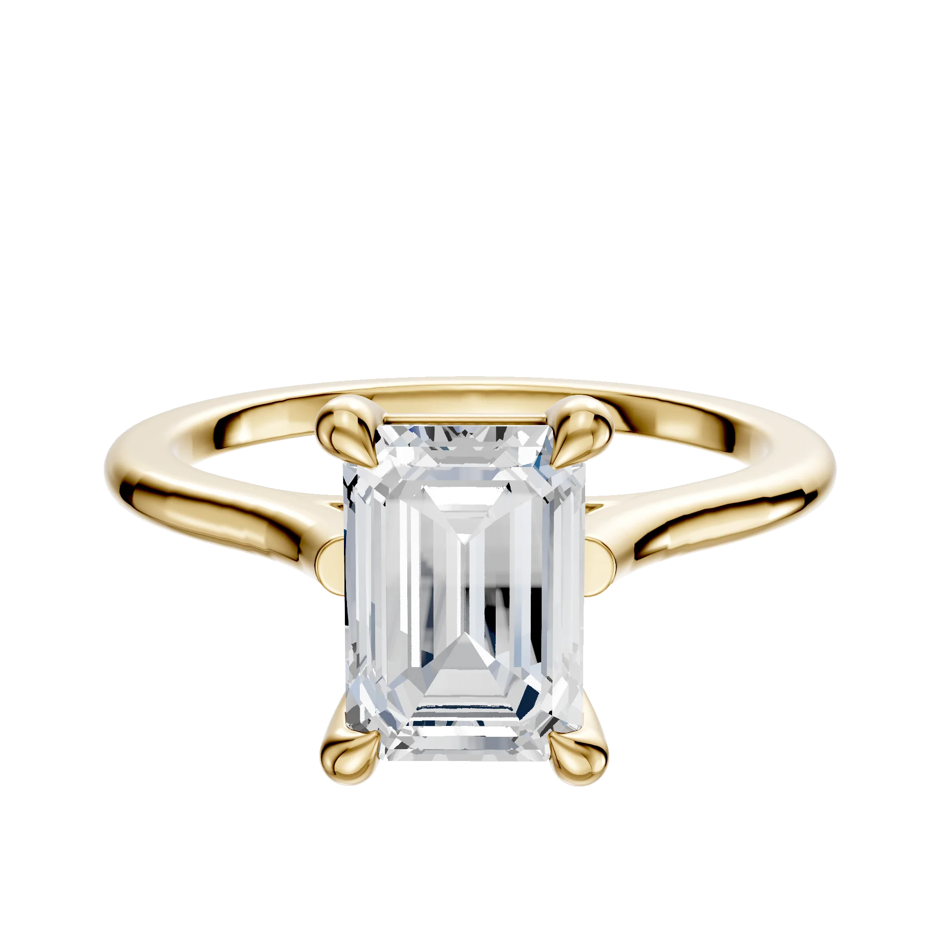 14K Yellow Gold 4 Prong Basket Cathedral Dome 1.5mm Engagement Ring