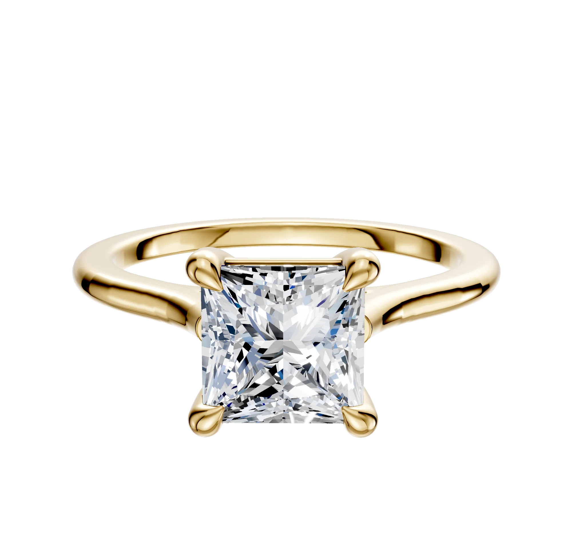 14K Yellow Gold 4 Prong Basket Cathedral Dome 1.5mm Engagement Ring