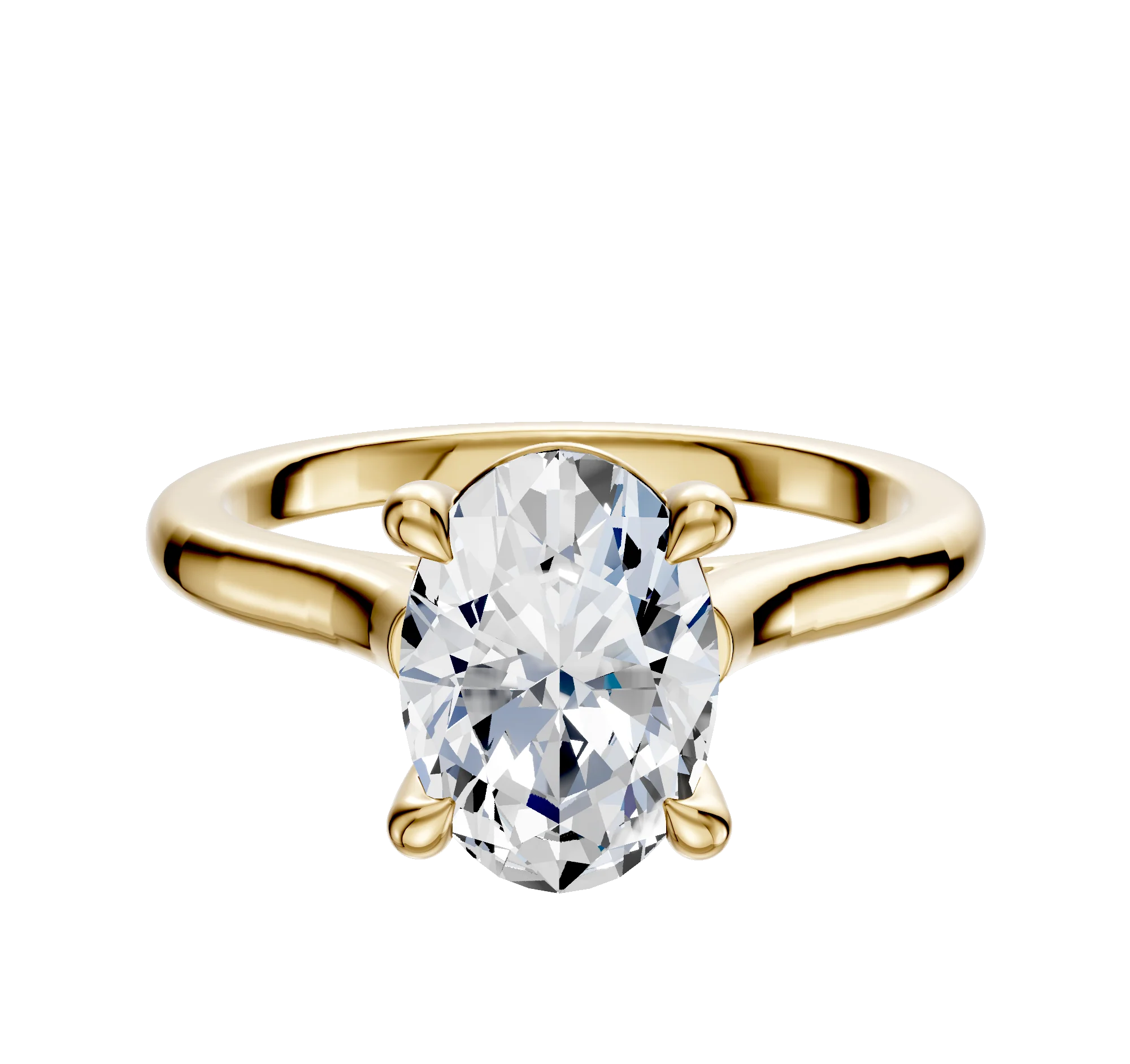 14K Yellow Gold 4 Prong Basket Cathedral Dome 2.0mm Engagement Ring