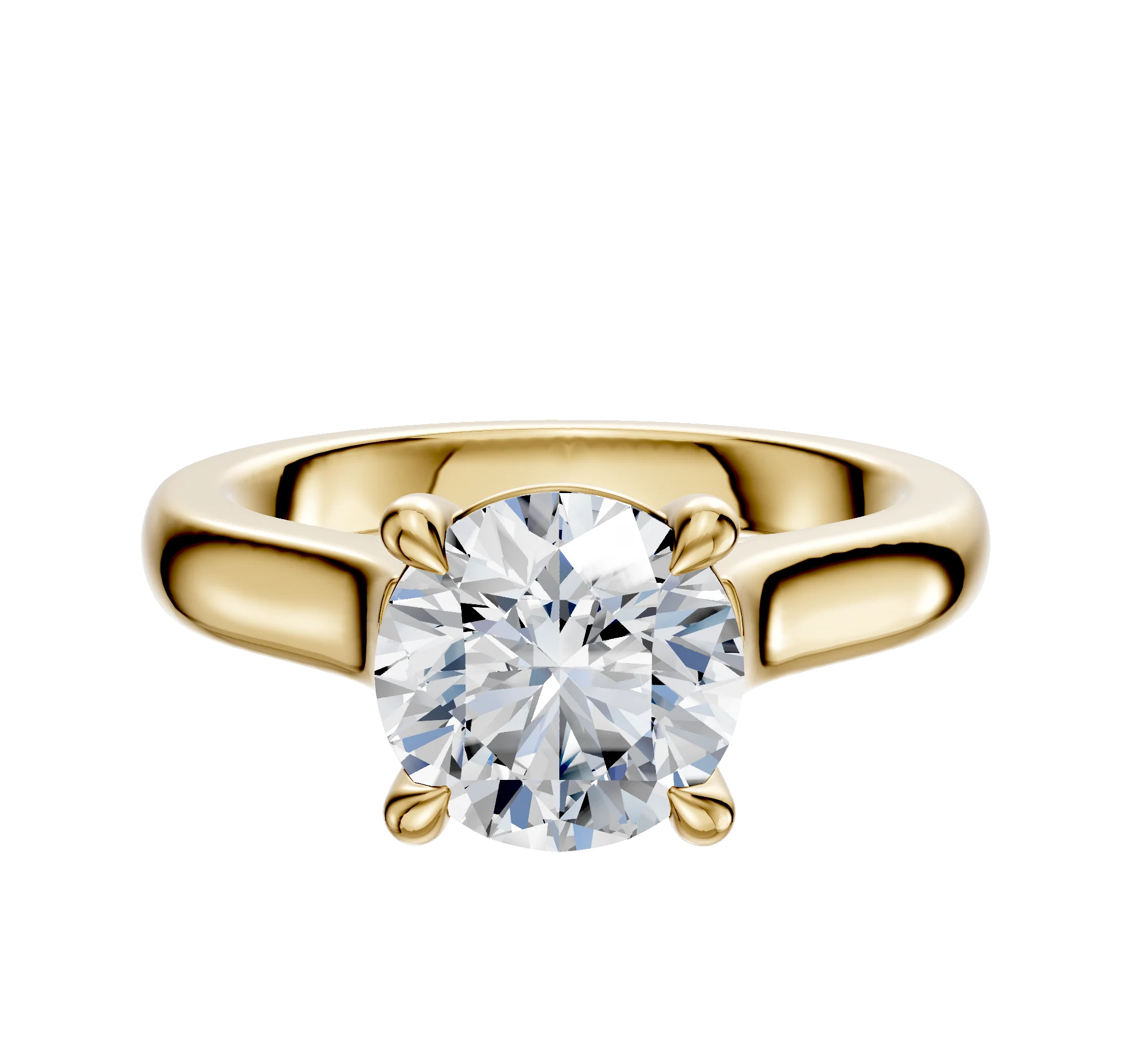 14K Yellow Gold 4 Prong Basket Cathedral Dome 3.0mm Engagement Ring