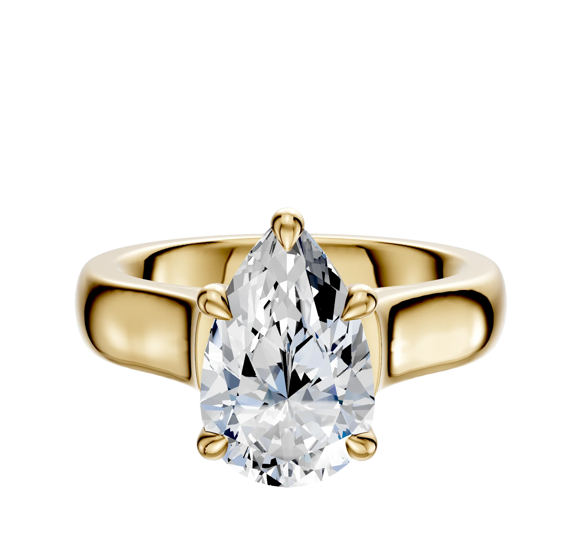 14K Yellow Gold 4 Prong Basket Cathedral Dome 4.0mm Engagement Ring
