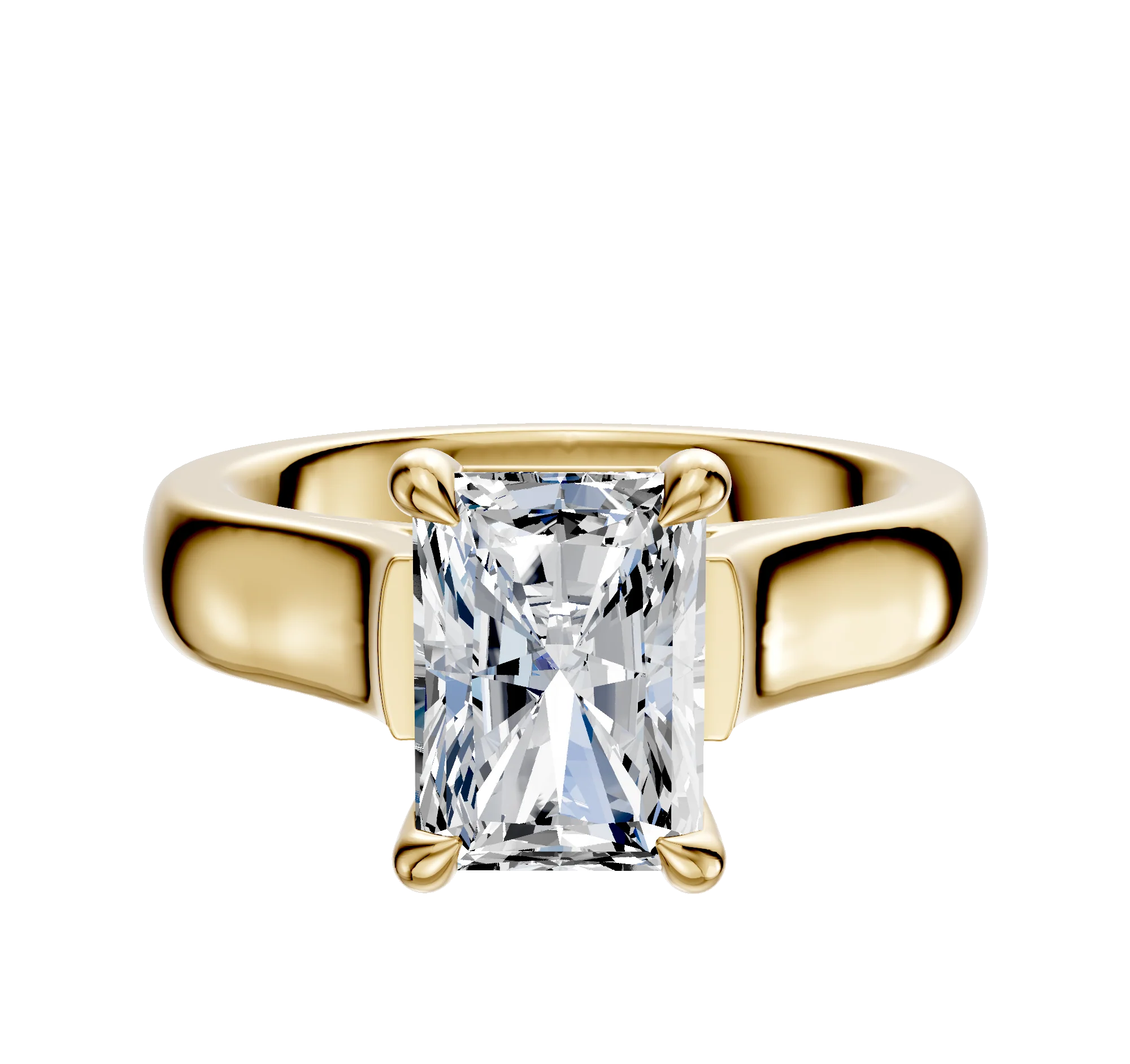 14K Yellow Gold 4 Prong Basket Cathedral Dome 4.0mm Engagement Ring