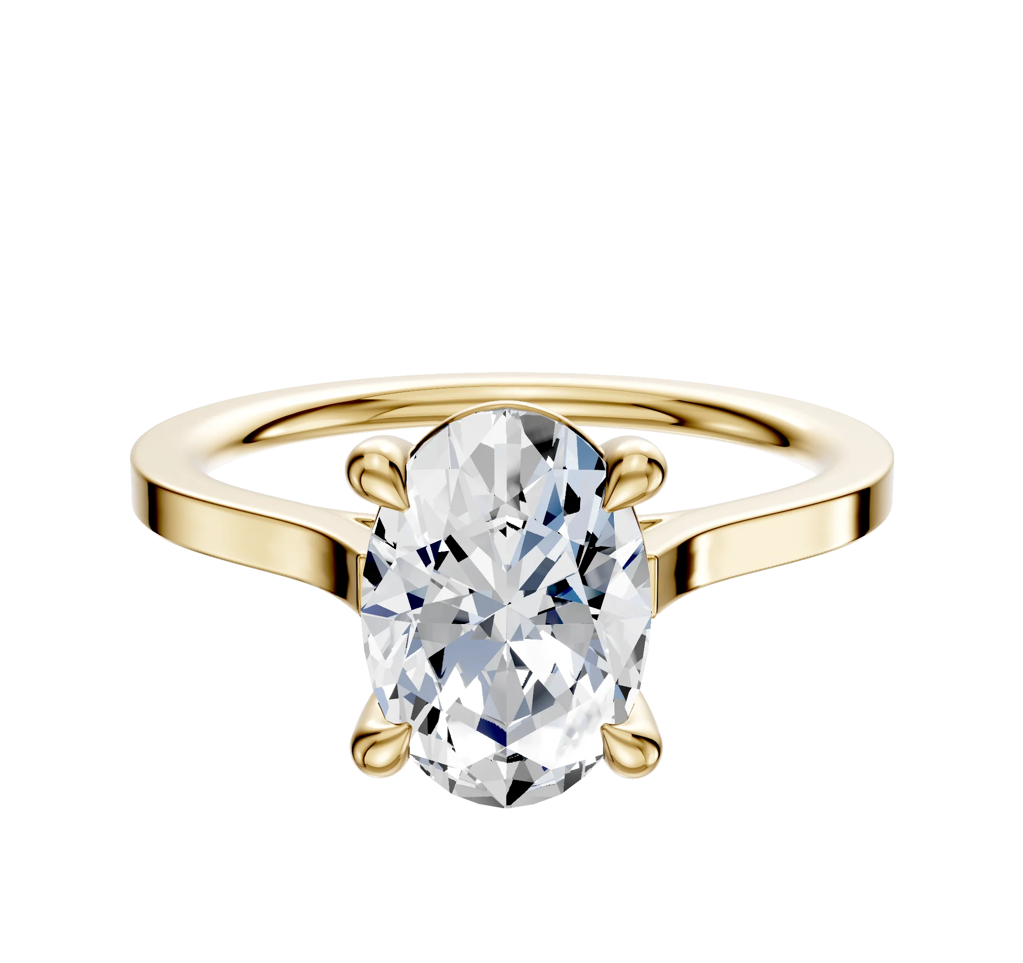 14K Yellow Gold 4 Prong Basket Cathedral Flat 1.5mm Engagement Ring