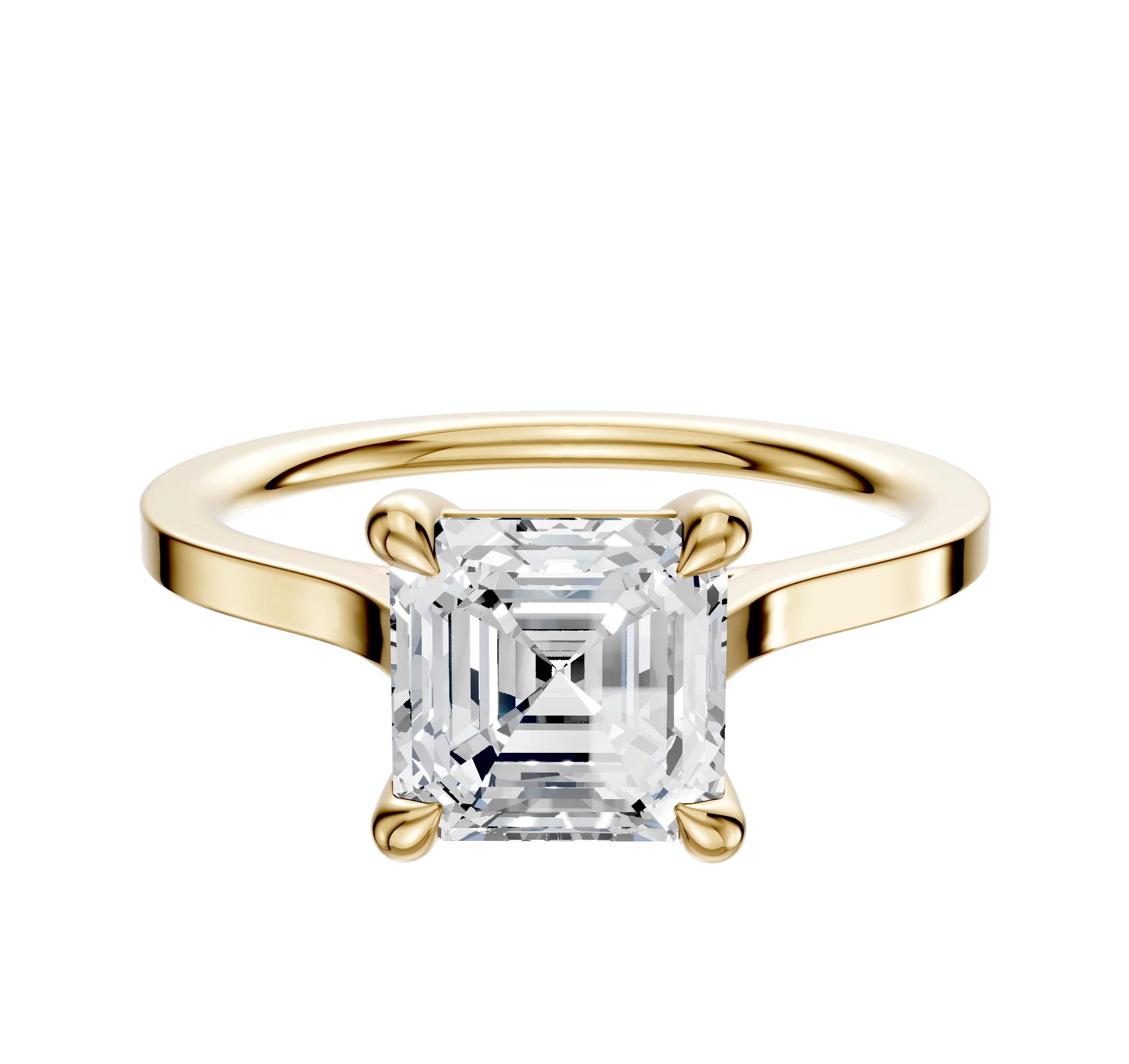 14K Yellow Gold 4 Prong Basket Cathedral Flat 1.5mm Engagement Ring