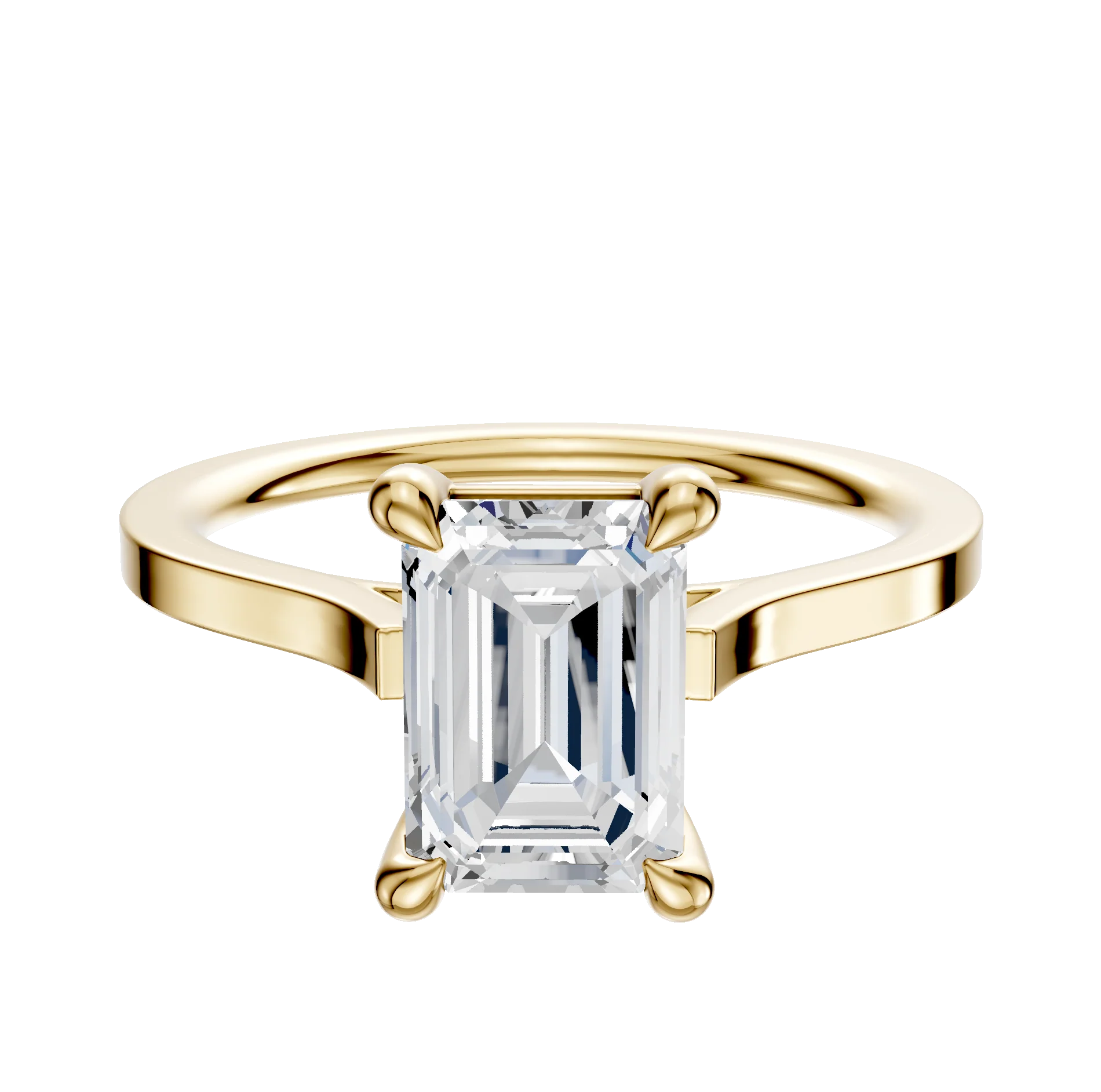 14K Yellow Gold 4 Prong Basket Cathedral Flat 1.5mm Engagement Ring
