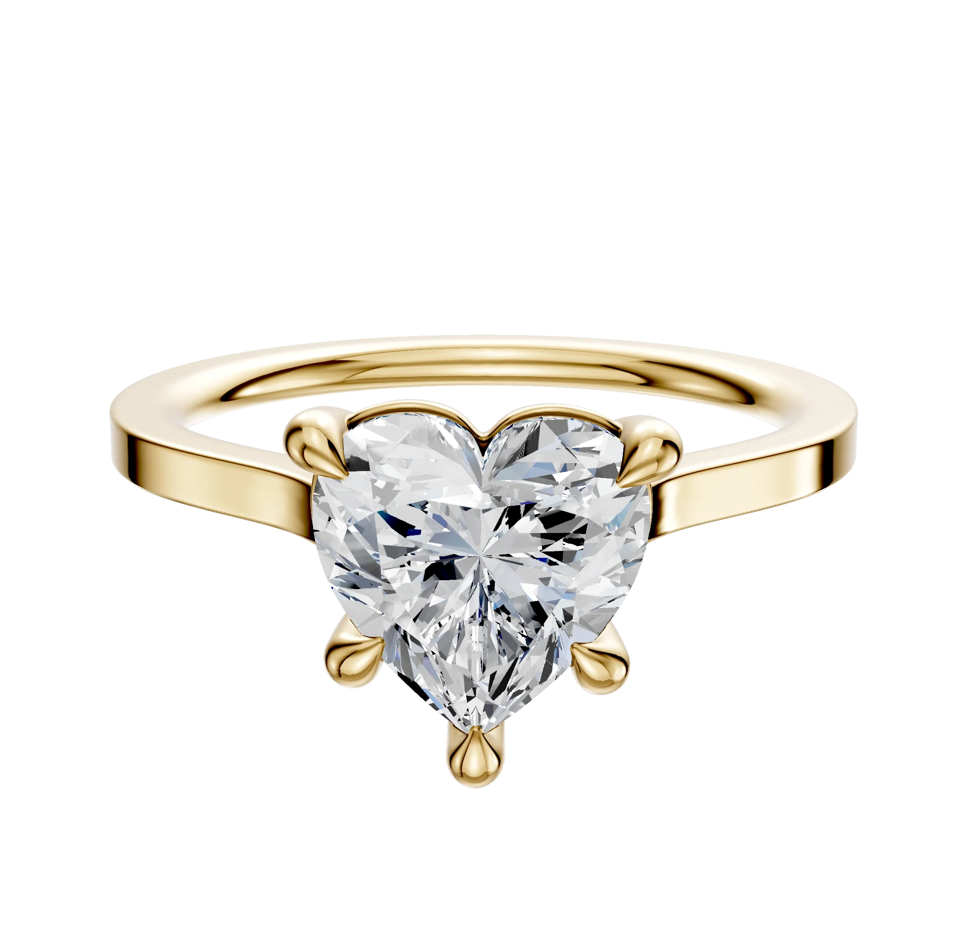 14K Yellow Gold 4 Prong Basket Cathedral Flat 1.5mm Engagement Ring