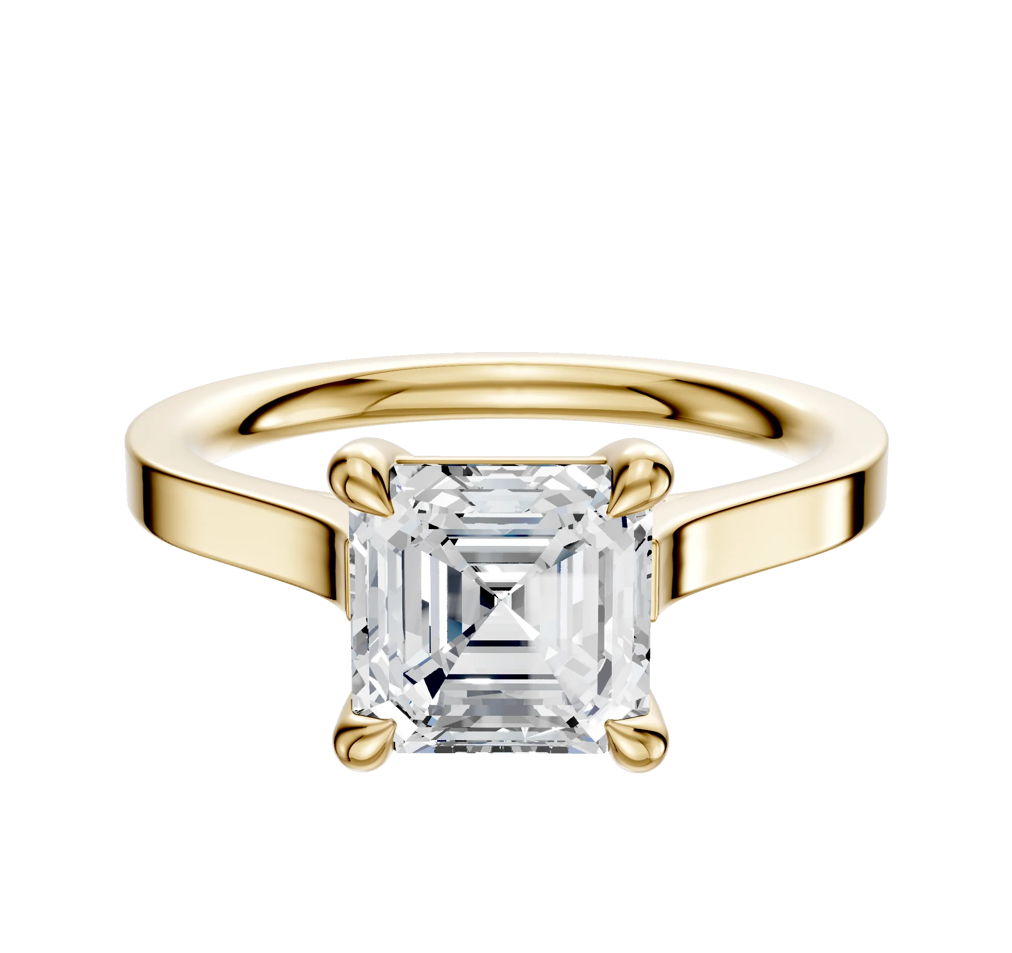 14K Yellow Gold 4 Prong Basket Cathedral Flat 2.0mm Engagement Ring