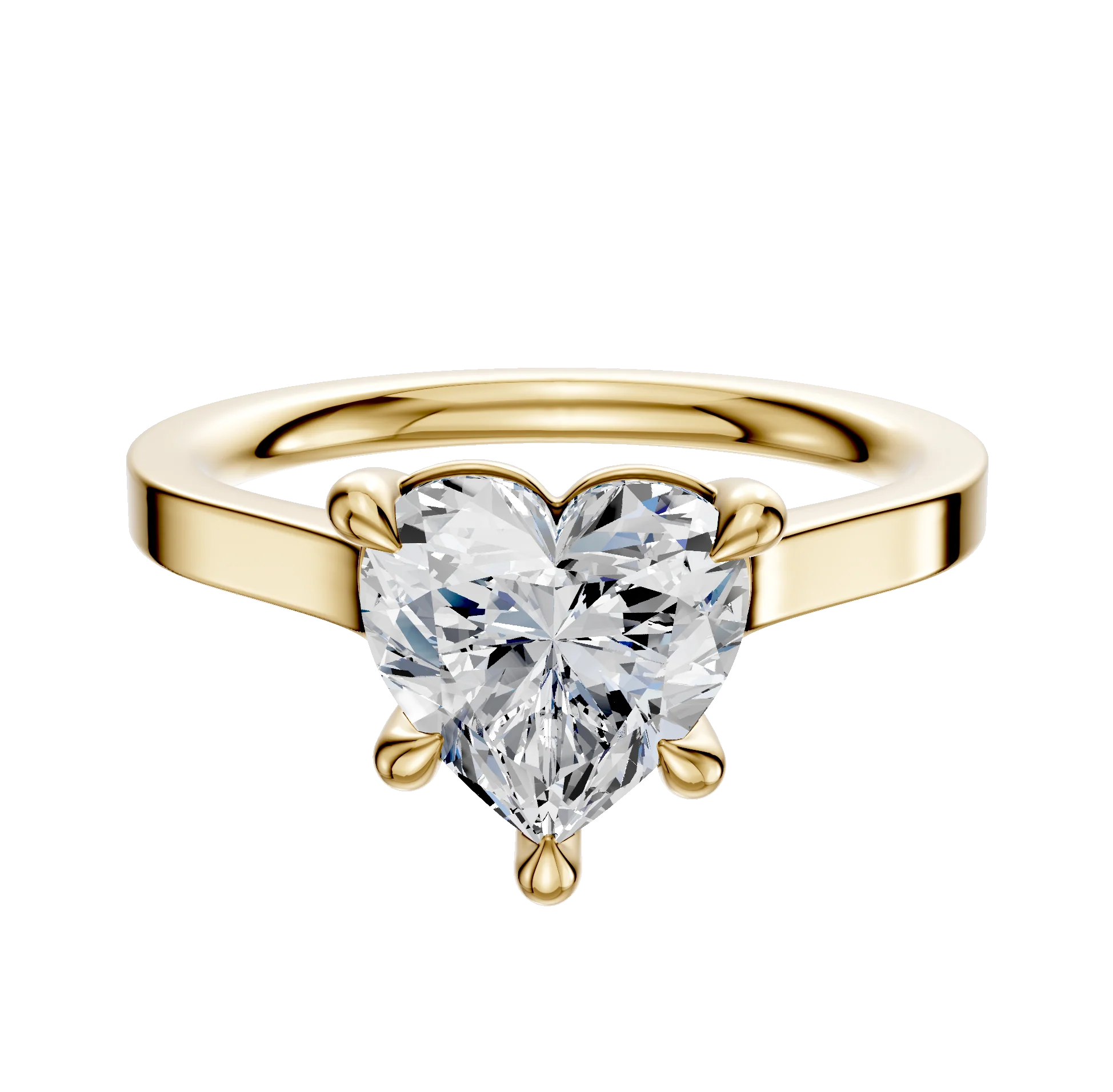 14K Yellow Gold 4 Prong Basket Cathedral Flat 2.0mm Engagement Ring