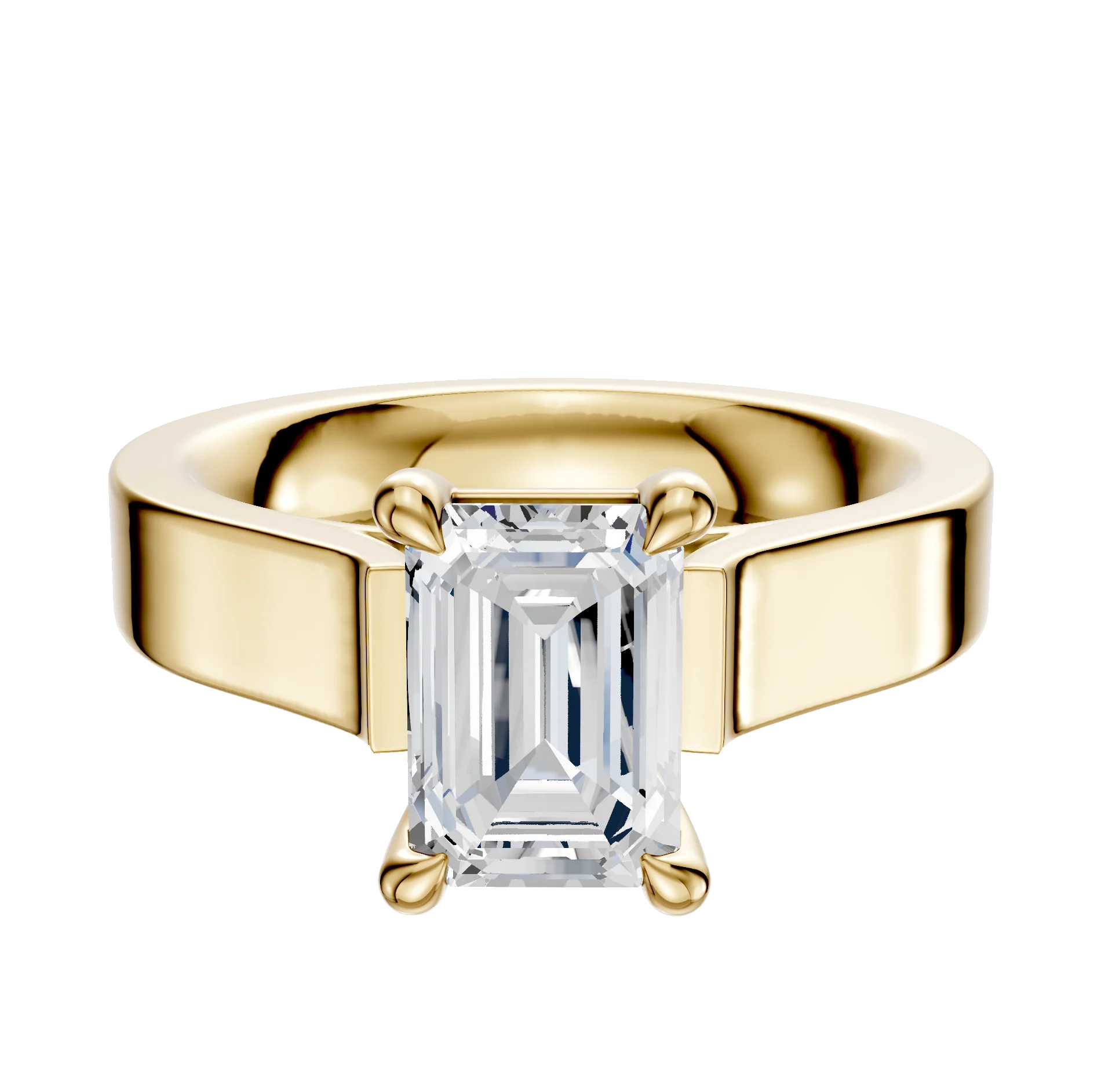 14K Yellow Gold 4 Prong Basket Cathedral Flat 4.0mm Engagement Ring